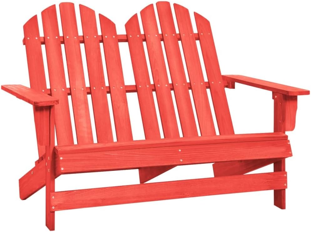 2-Seater Patio Adirondack Chair Solid Wood Fir Red,Comfortable Wooden Adirondack Chair: for Relaxing in Your Garden or Patio Outdoor Furniture, Outdoor Chairs