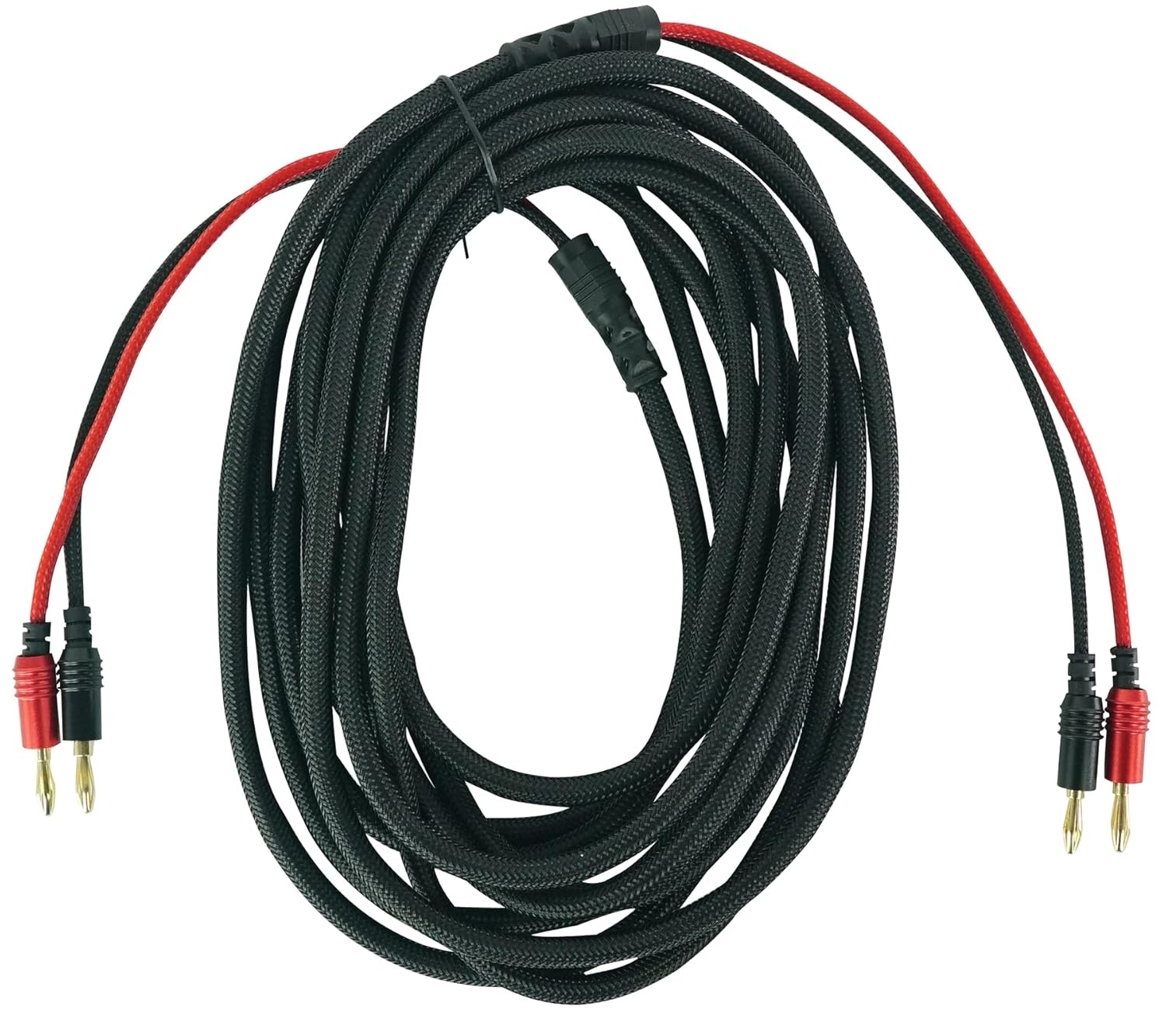 Rockville BN20 20-Foot 14 AWG 100% OFC Copper Banana to Banana Braided Audio Cables, Pro Speaker Wire Pair with Metal Connectors and Soft-Touch Jacket for Amplifier and Home Theater, 6-Piece