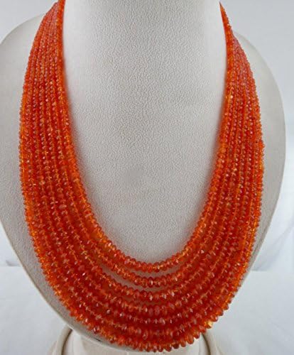 7 Line Natural Orange CARNELIAN Facetted Round BEADS NECKLACE 18 INCHES 6MM TO 3MM