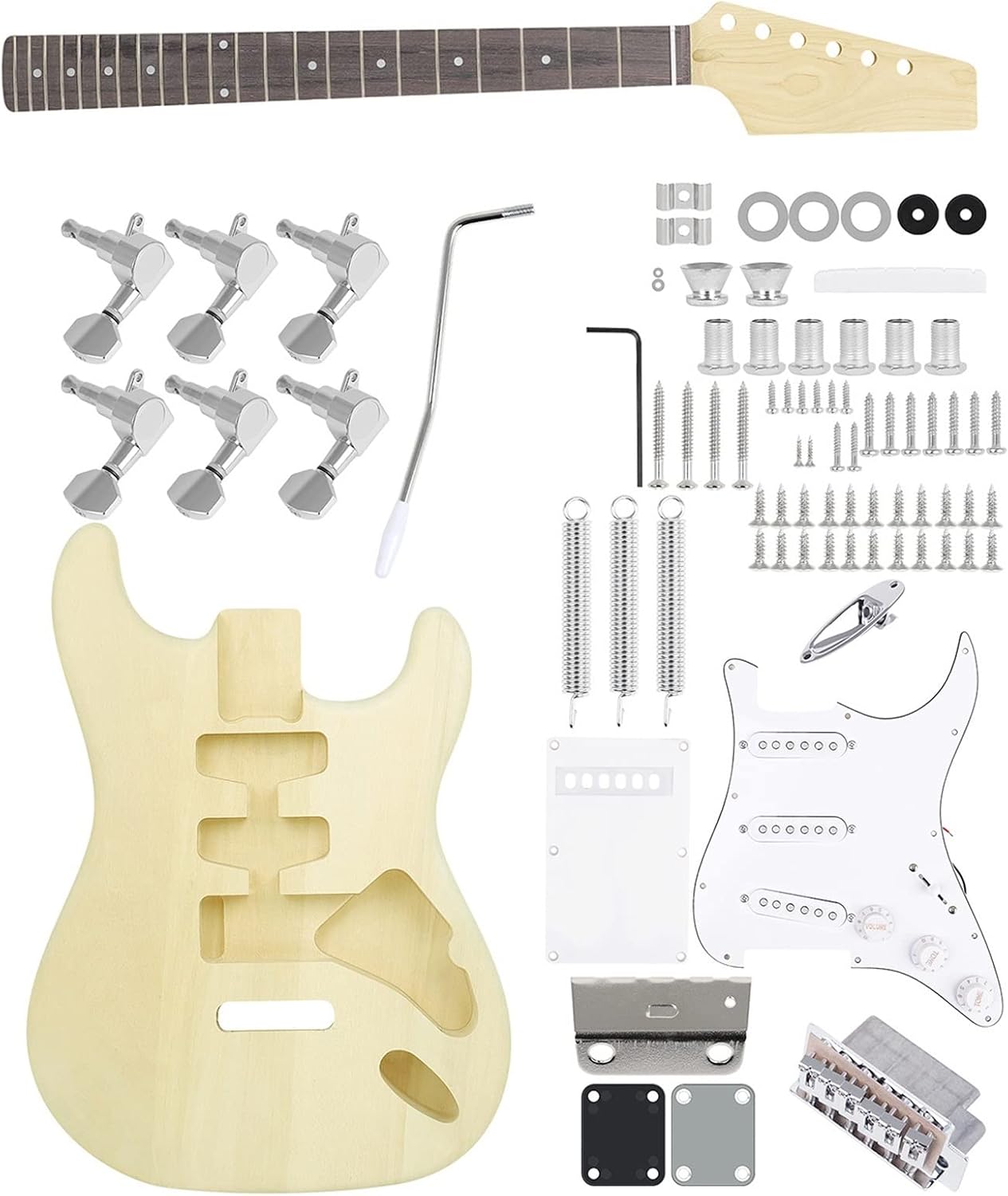 DIY Electric Guitar Set Hand-Assembled Electric Guitar Full Set Beginners Assembled Electric Wood Guitar Unfinished Guitar Set