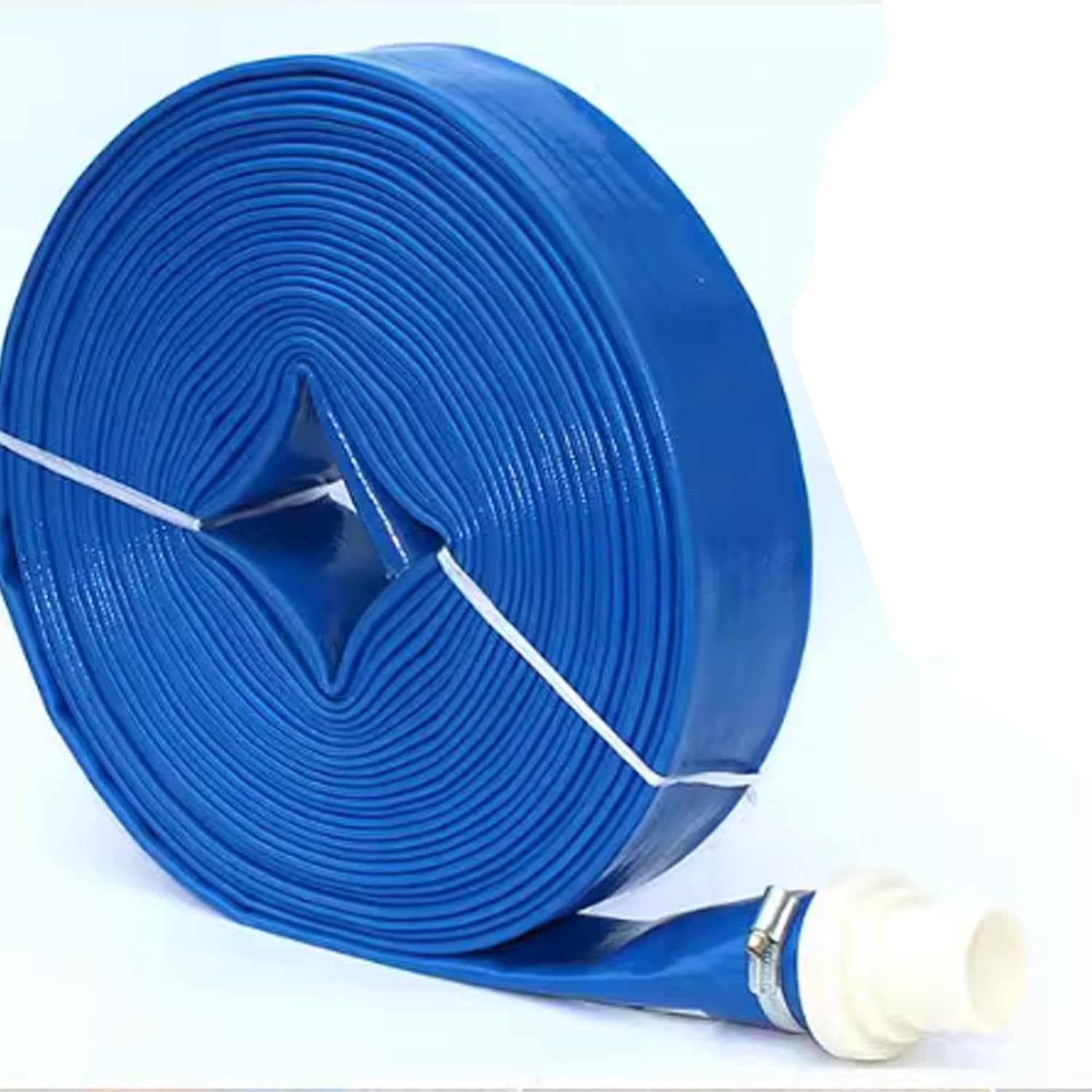 Blue Lay Flat Hose Thicken Water Discharge for Discharge or Backwash Water Transfer Applications, Reinforced PVC(164ft,38mm/1.5in)
