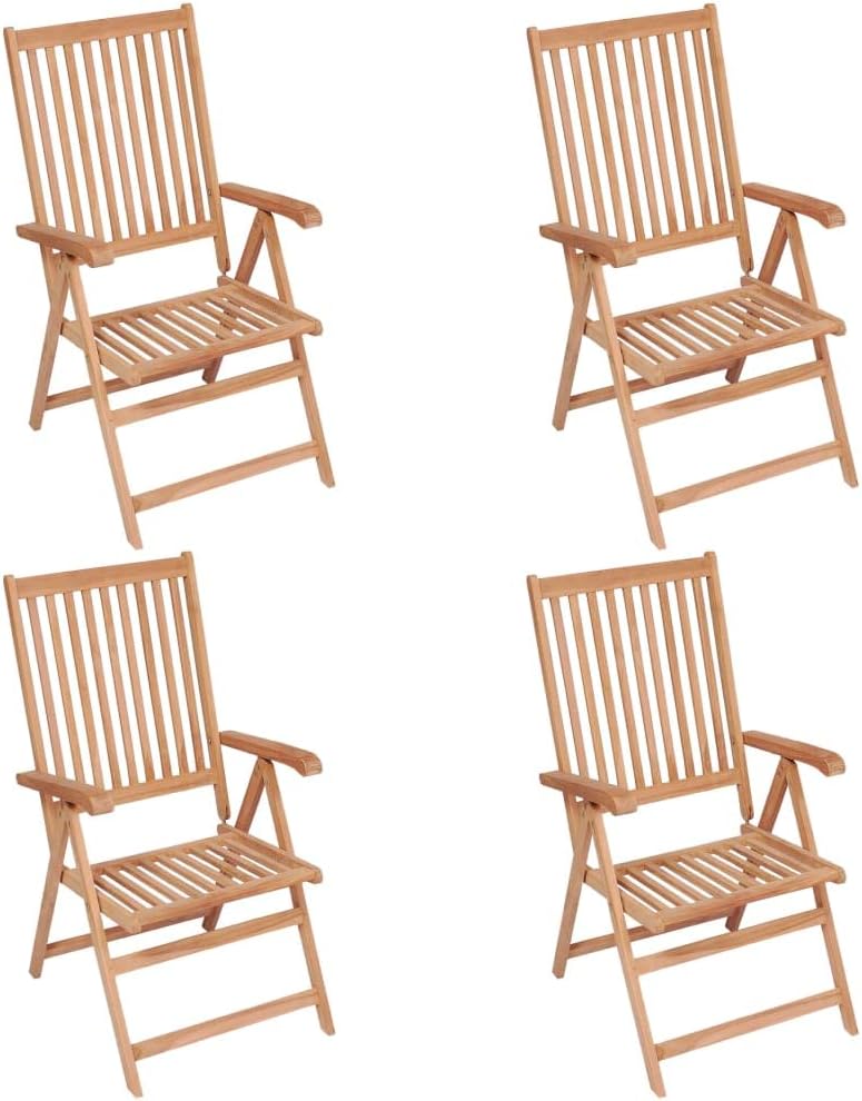 Reclining Patio Chairs 4 pcs Solid Teak Wood Outdoor Furniture, Outdoor Chairs