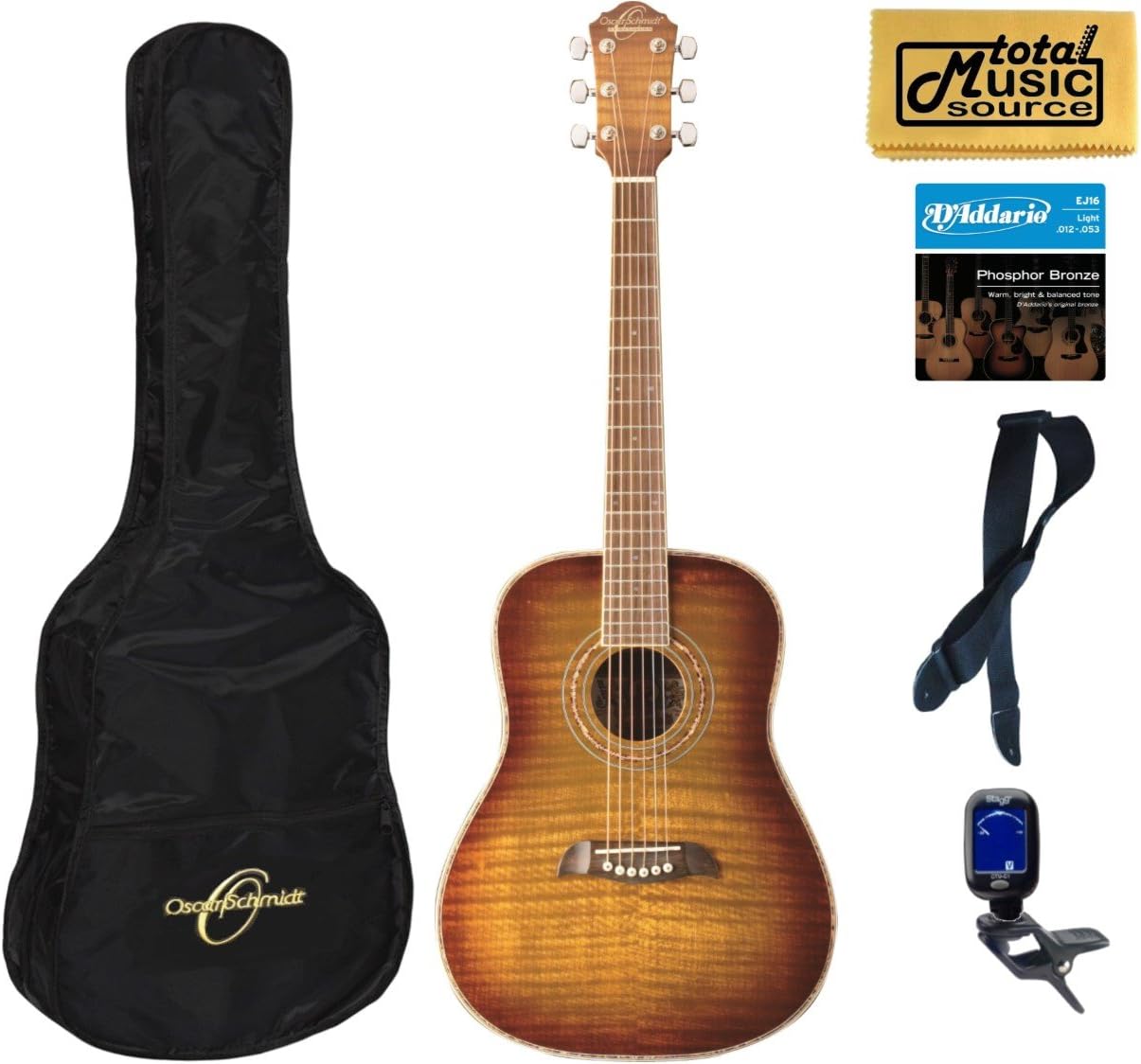 Oscar Schmidt OG1FYS 3/4 Size Dreadnought Acoustic Guitar Bundle W/Bag