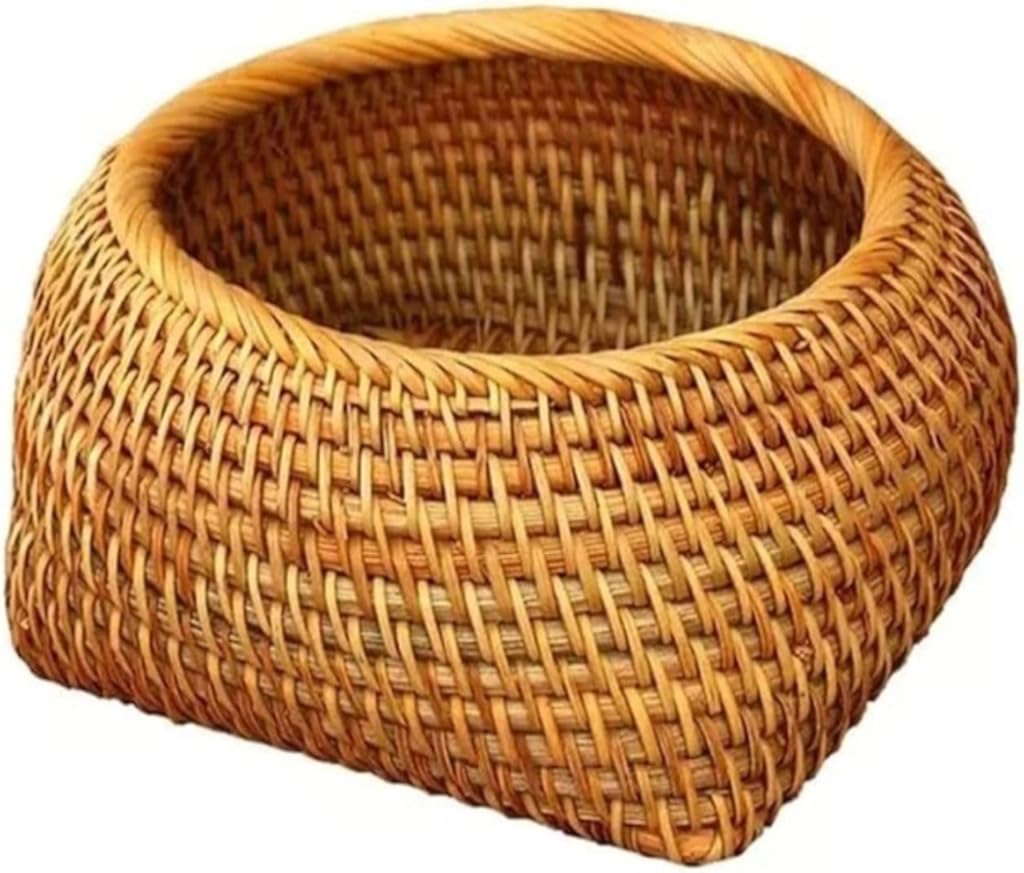 Rustic Picnic Basket, Storage Tea Dried Fruit Snack Storage Basket Breakfast Picnic Storage Basket Tray Living Room Tray Basket for Outdoor Camping (Color : Brown, Size : 13 * 7 * 11cm)