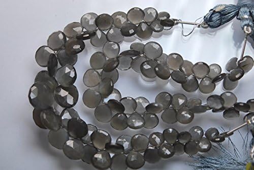 8'' long strand, super fines, natural grey moonstone faceted pear briolettes, size 15-10mm