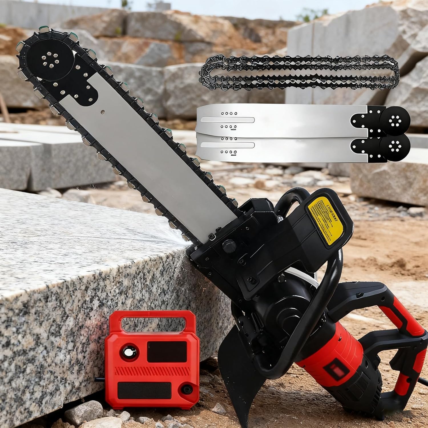 Upgrade 9500w/9800w Power Chain Saws/Electric Concrete Chain Saw, 13.7/18.8in Max Cutting Depth,with 2 Diamond Chains & Guide Plates, for Reinforced Concrete, Brick, Granite 9800W