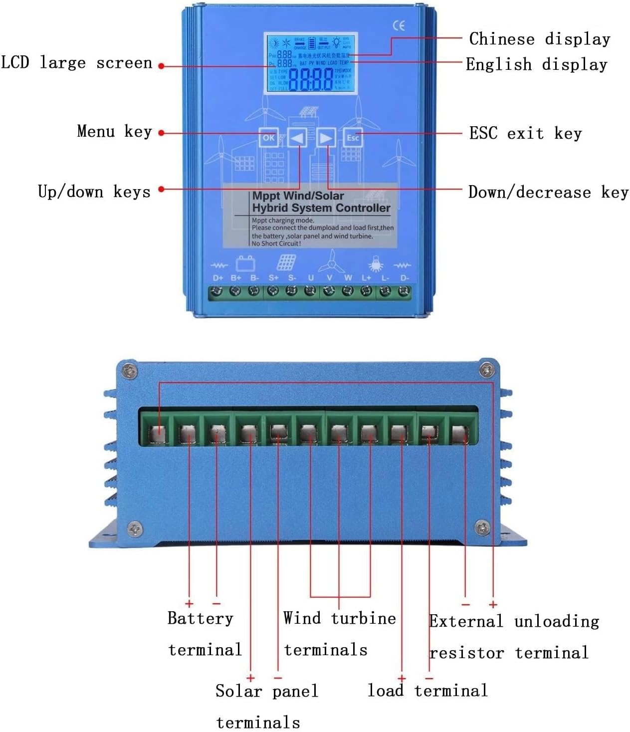 3000W 12V/24V/48V Wind Turbine ， with MPPT Controller High-Efficiency Vertical Wind Generator，Three-Phase AC Permanent Magnet Synchronous (12, Volts)