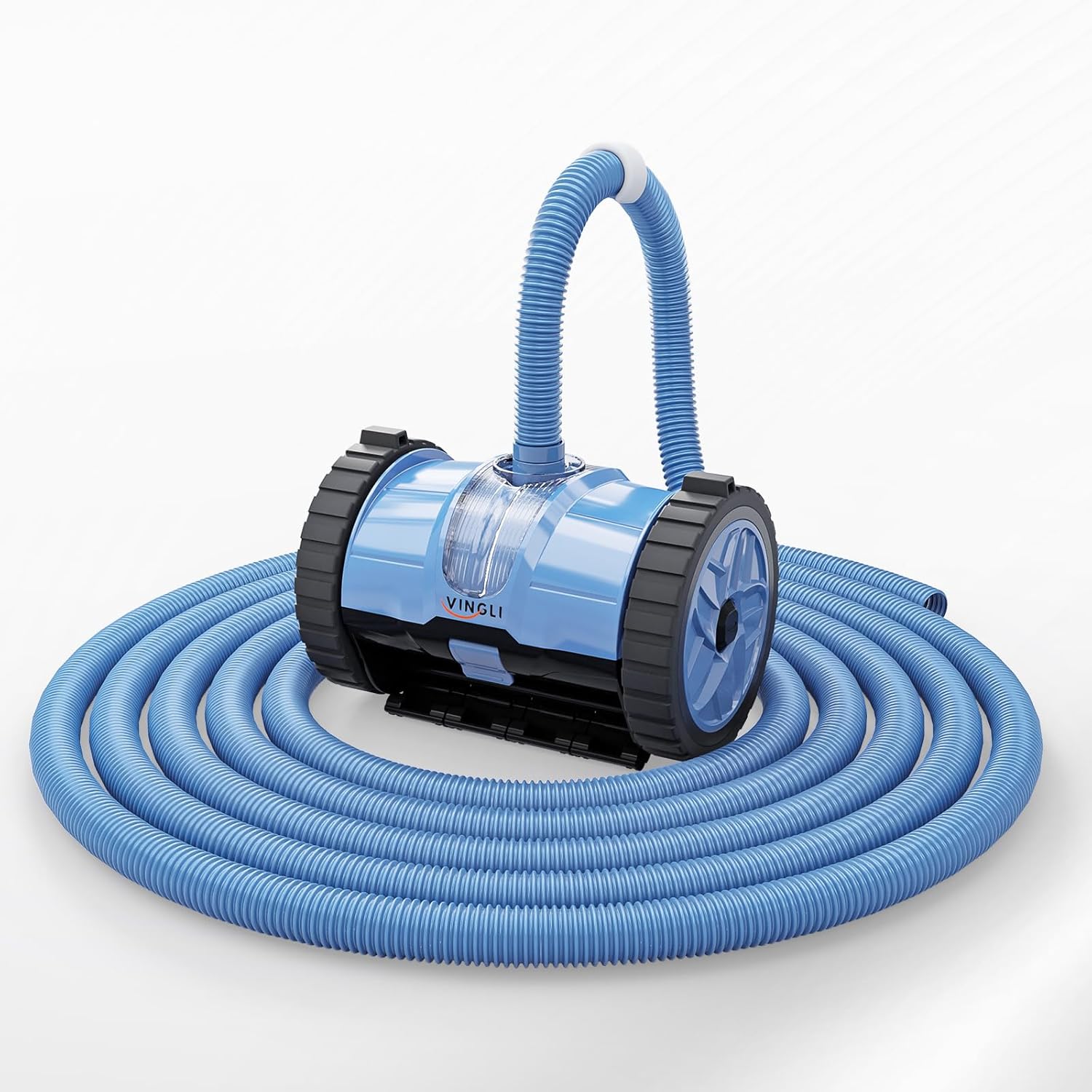 (2025 Upgrade) VINGLI Pool Vacuum Suction-Side Pool Cleaner Automatic Sweeper for Inground Swimming Pool,Powerful Suction to Climbs Walls,with 39.6ft Tangle Free Hose (Memory Blue&Gray)