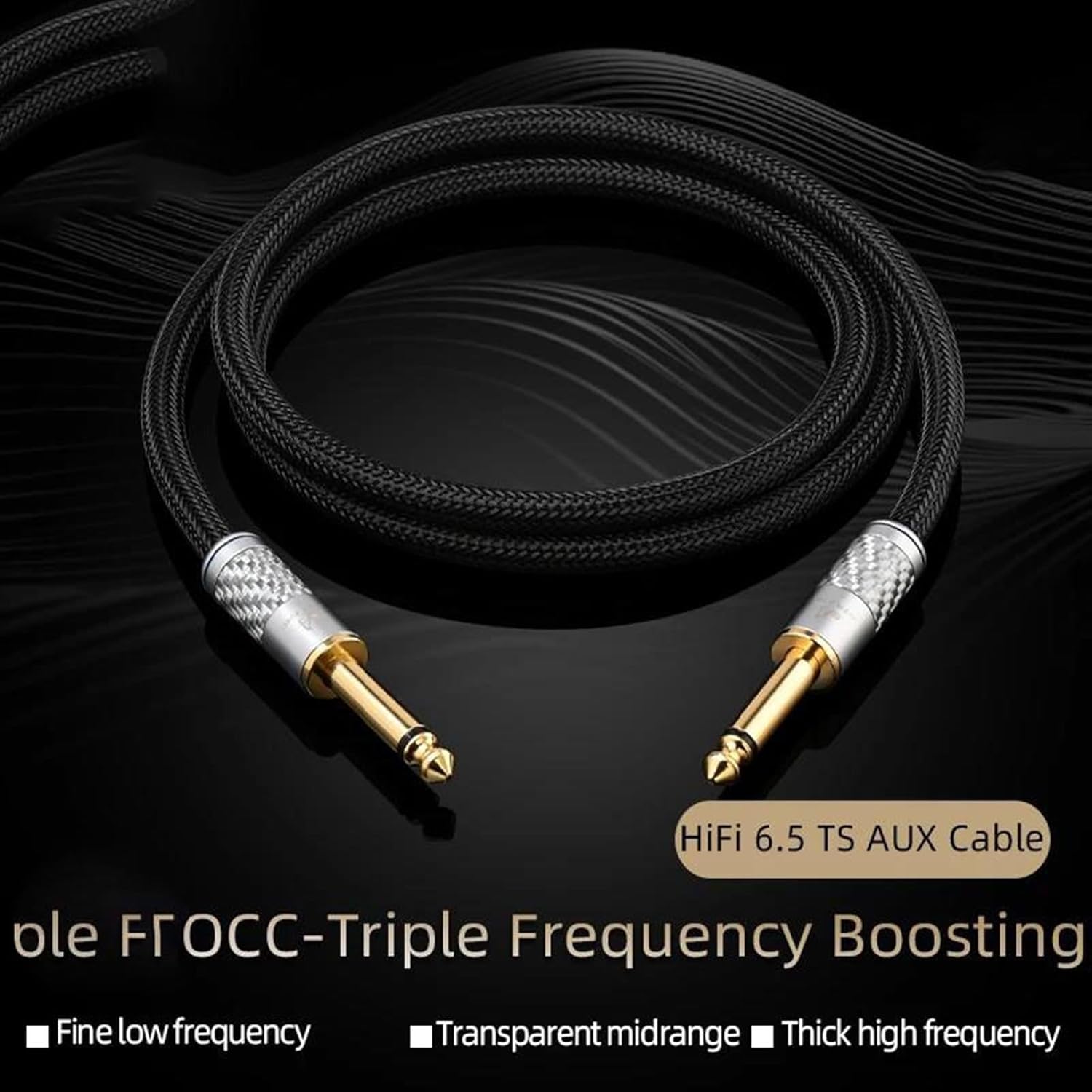 Guitar Audio Cable 6.35mm Aux Guitar Cable Gold Plated Mono 6.35 TS Male to 6.35 TS Male Guitar Amplifier Cable(1m)