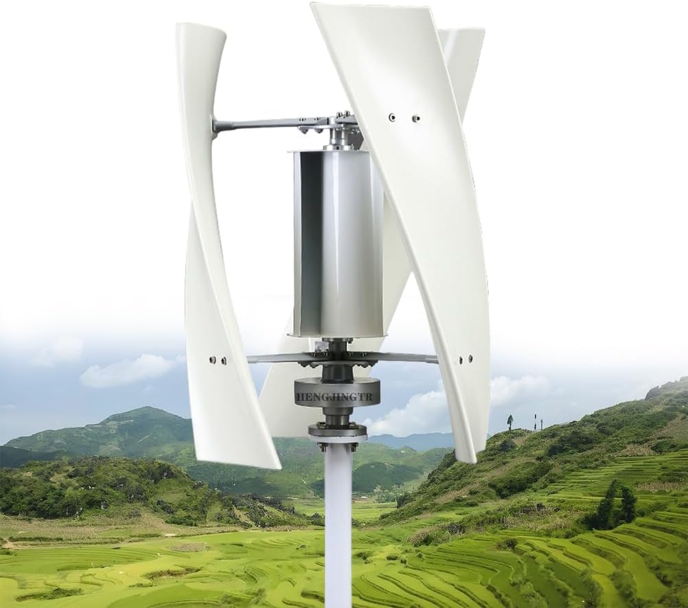 10000W 12V 24V 48V 220V Noiseless Vertical Wind Turbine with MPPT Charge Controller 3 Blades Wind Turbine for Home Camping(White)