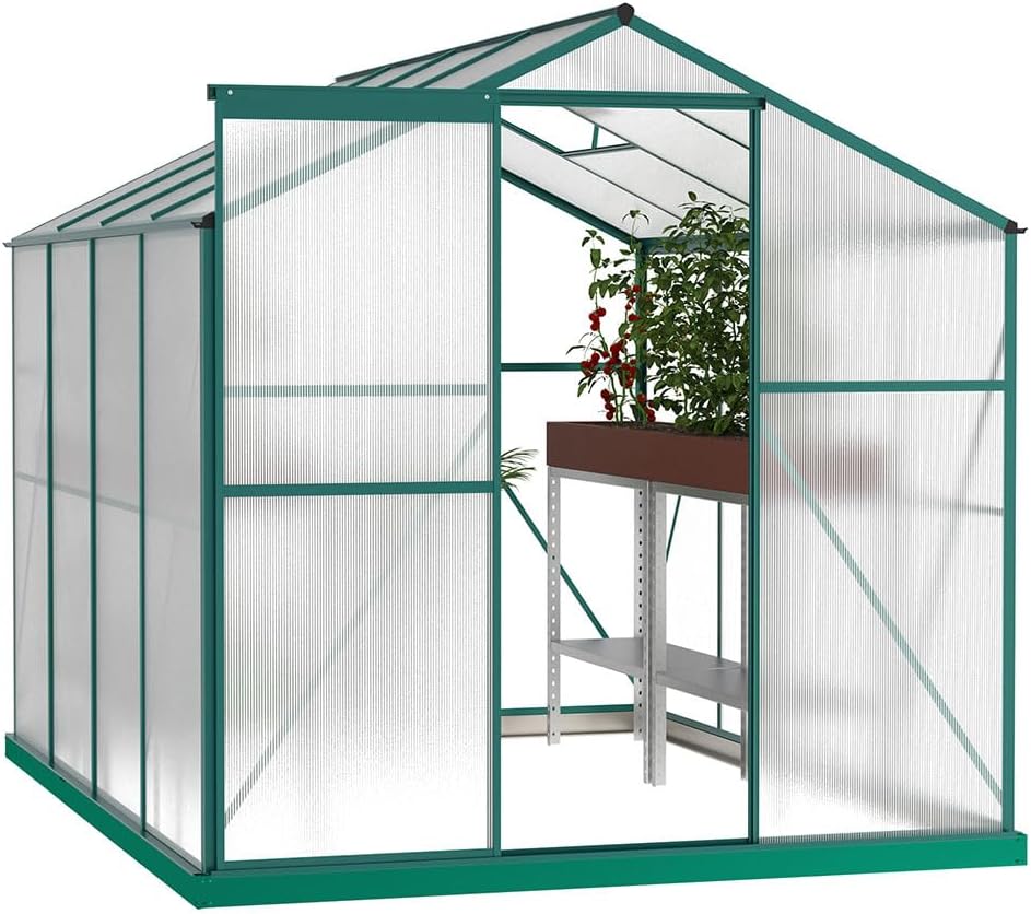 Large Walk in Mini Greenhouse, Plant Garden Hot House with Windows and sliding door Polycarbonate Greenhouse for Outdoor Plant Gardening Plants Cold Frost Protection Wind Rain Proof(79.80×99.8