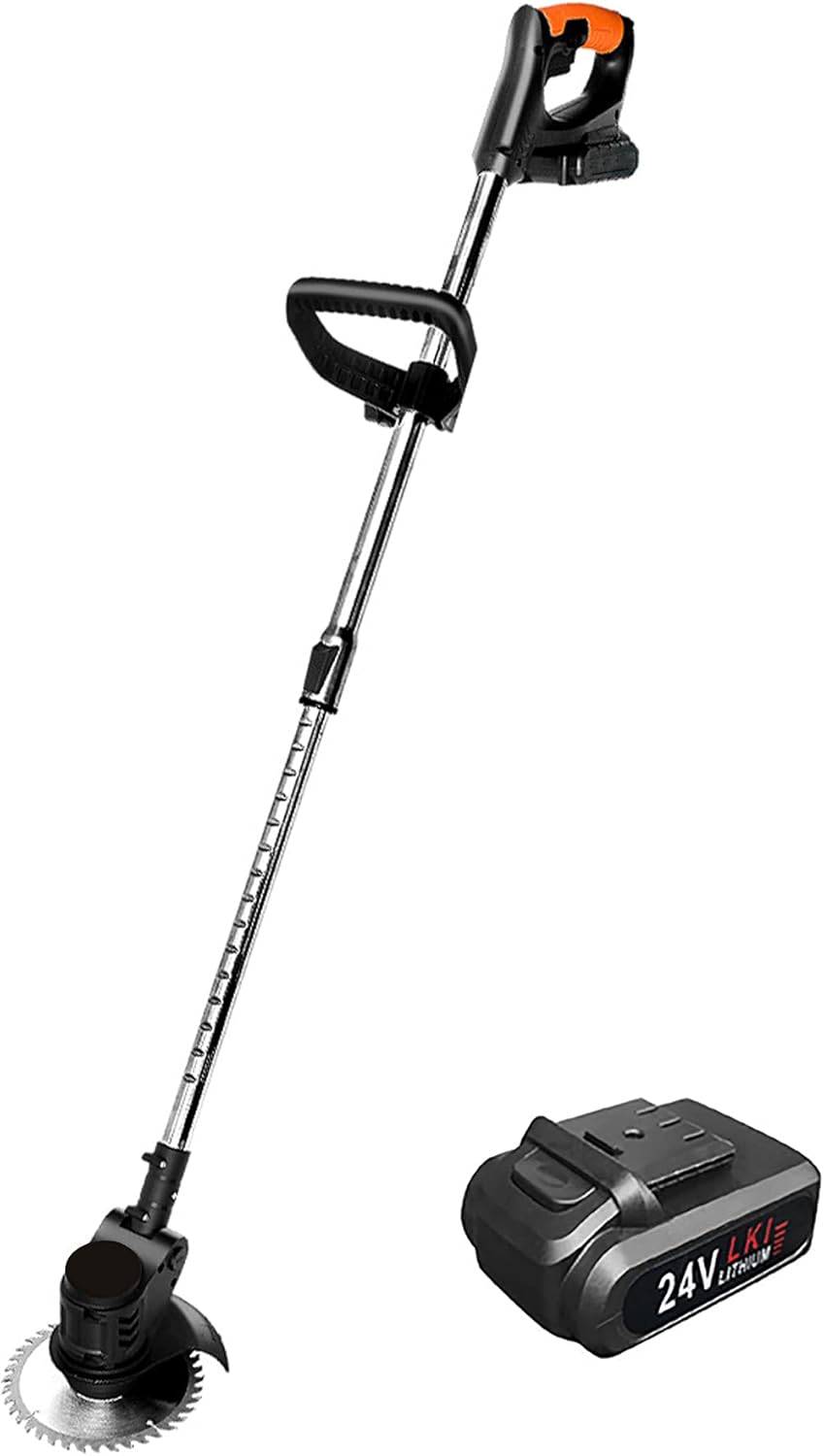 Cordless Brush Cutter Portable Electric Lawn Mower Lawn Trimmer Telescopic Grass Trimmer with Rechargeable Lithium Battery Garden Pruning Tool