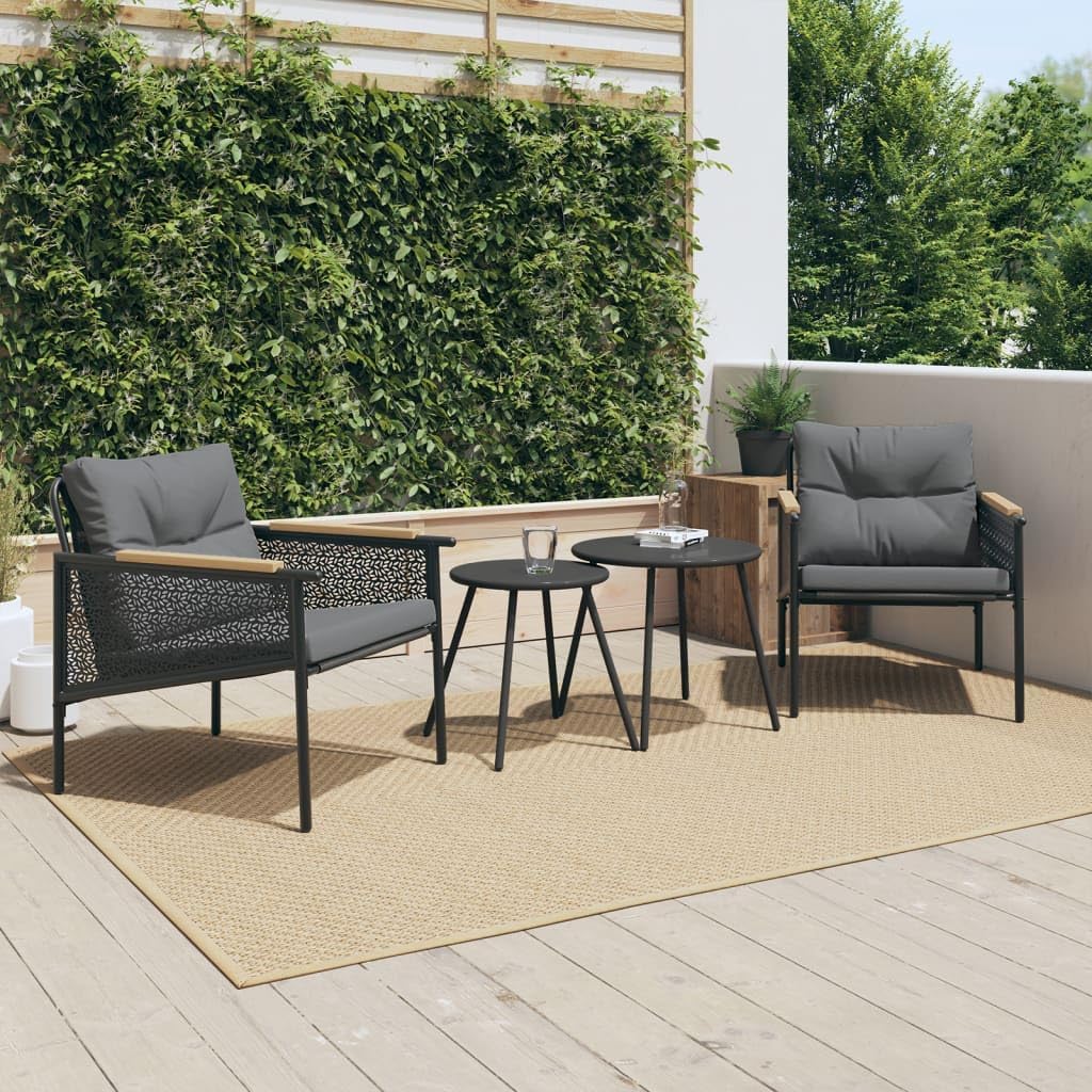 Patio Set 4 Piece Balcony Furniture Set with Cushions Black Steel