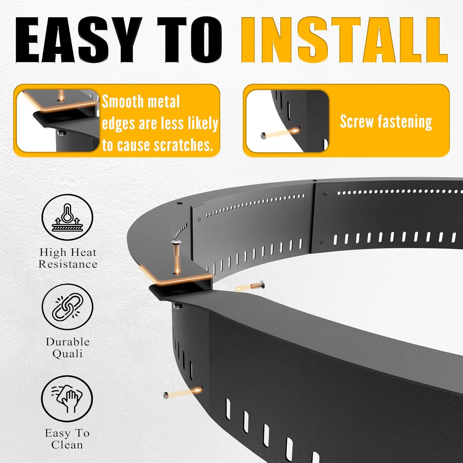 Smokeless Fire Pit Ring Insert - 48 Inch Outdoor Fire Pit Liner with Airflow Design for Efficient Burning, Durable Steel Construction, for Outdoor Camping