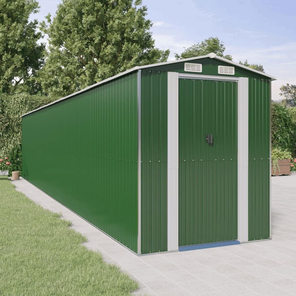Large Green Galvanized Steel Garden Shed with Floor, Outdoor Storage Shed for Backyard, Patio, Garage Organization, 75.6 x 40.2 x 87.8 Inches