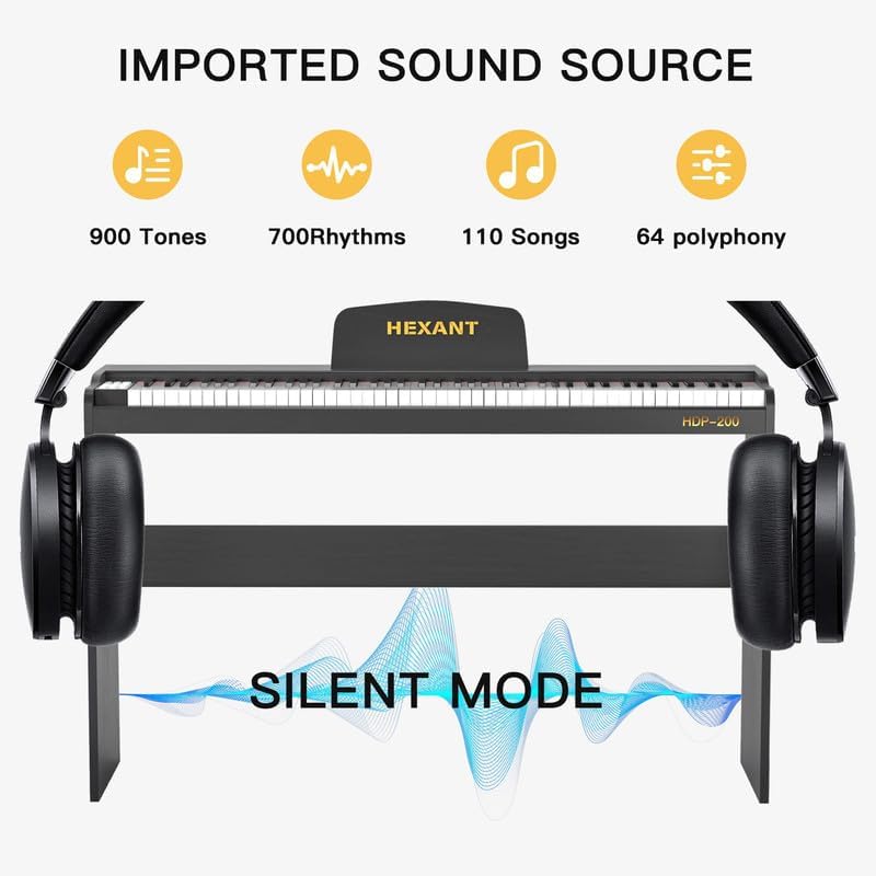 88 Key Digital Piano Keyboard, Semi-Weighted Electric Piano Keyboard with Multifunctional Keyboard/110 Demo Songs/900 Tones/700 Rhythms/64 Polyphony/Sustain Pedal for Adult/Beginner