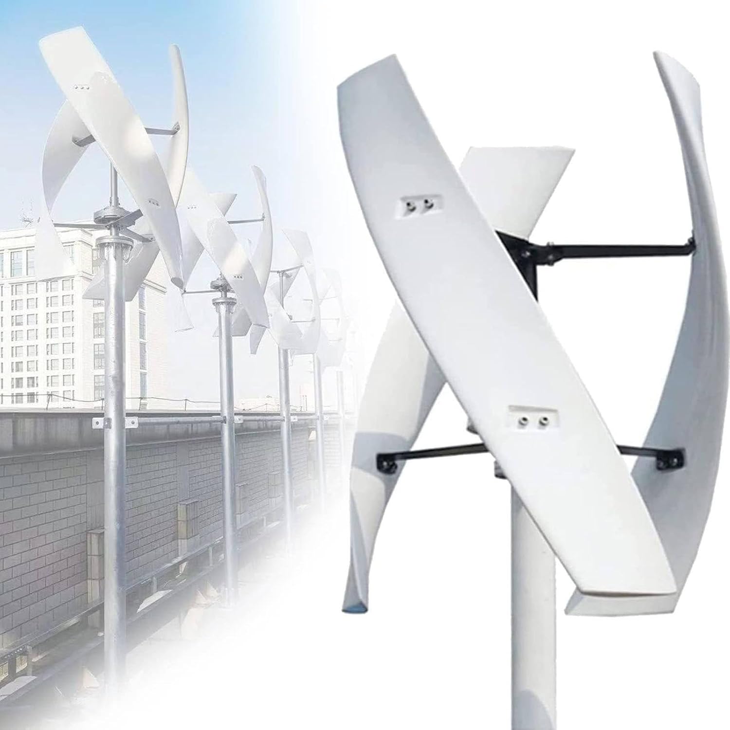 3000W Wind Turbine Vertical Axis Permanent Maglev Generator, Magnetic Levitation Vertical Axis Electric Power Generator 12V 24V 48V 220V,with Controller 12V