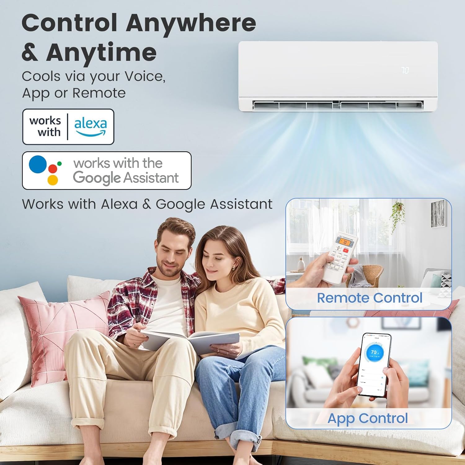 ARLIME 12000 BTU Mini Split AC, 24 SEER2 Inverter Air Conditioner w/ 1 Ton Heat Pump, Works with Alexa, Wifi, Cools up to 750 sq. Ft, Wall AC Unit with Installation Kit (12000 BTU 24 SEER2 208-230V)