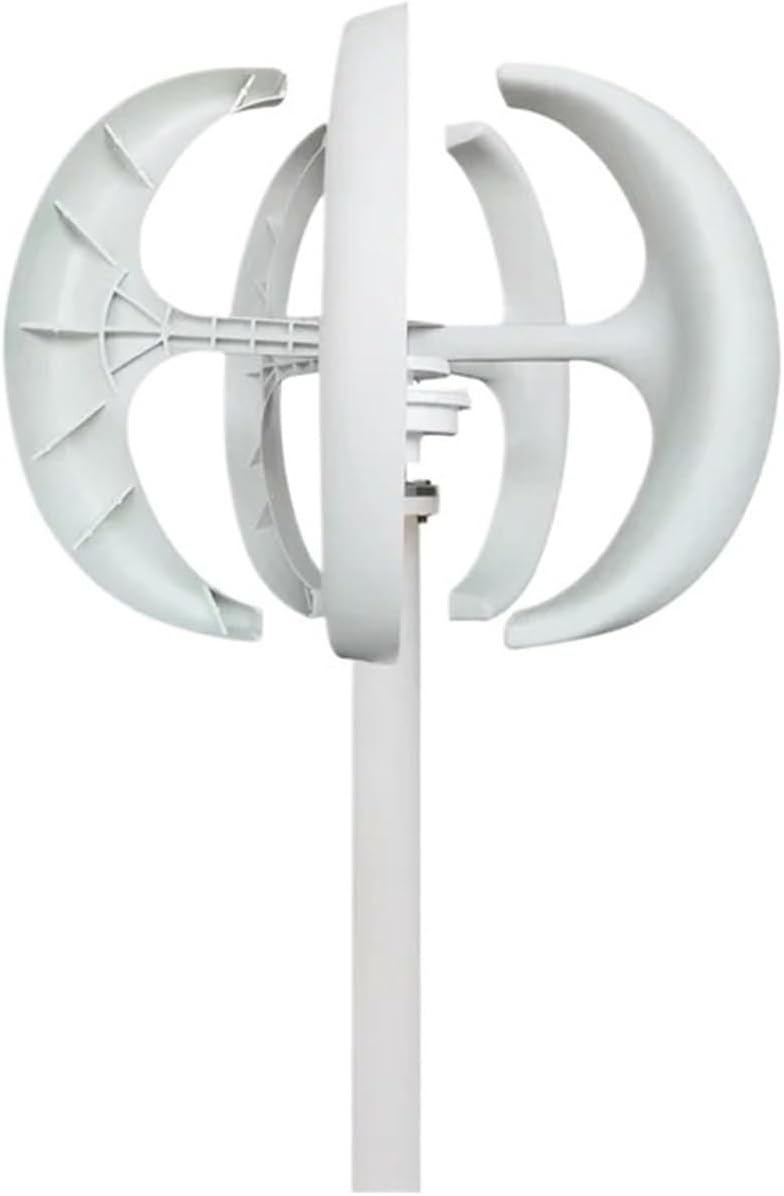 Windmill Generator, 400W Vertical Axis Wind Generator 12V 24V Red and White Ball Type Wind Turbine for Land Marine Use (Color : Wihte, Size : 5 Blades_12V)