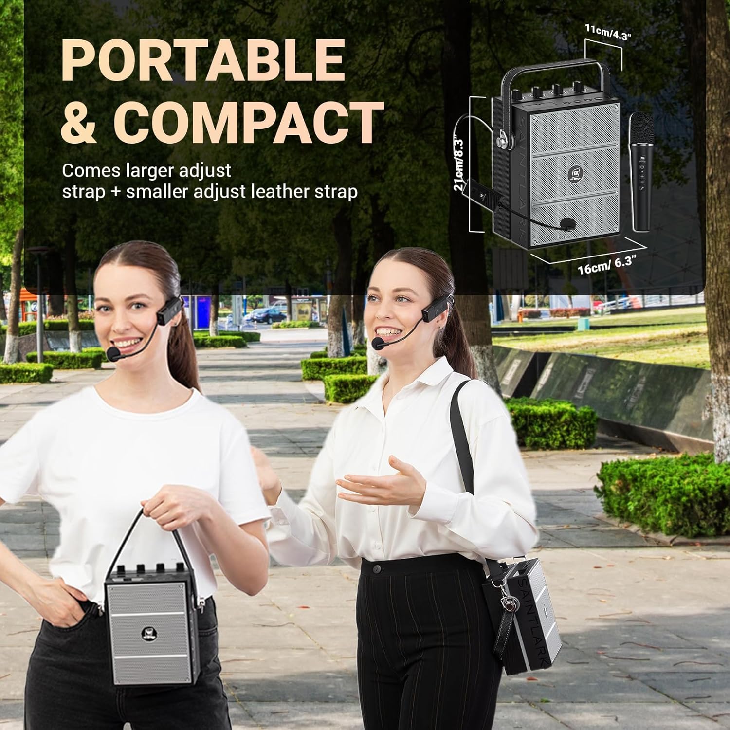 WinBridge S97 60W Bluetooth Speaker Mic– Powerful Wireless Voice Amplifier with Dual Microphones, Portable PA System & Karaoke Machine for Teachers, Sound Effects, Guitar Input, High Bass