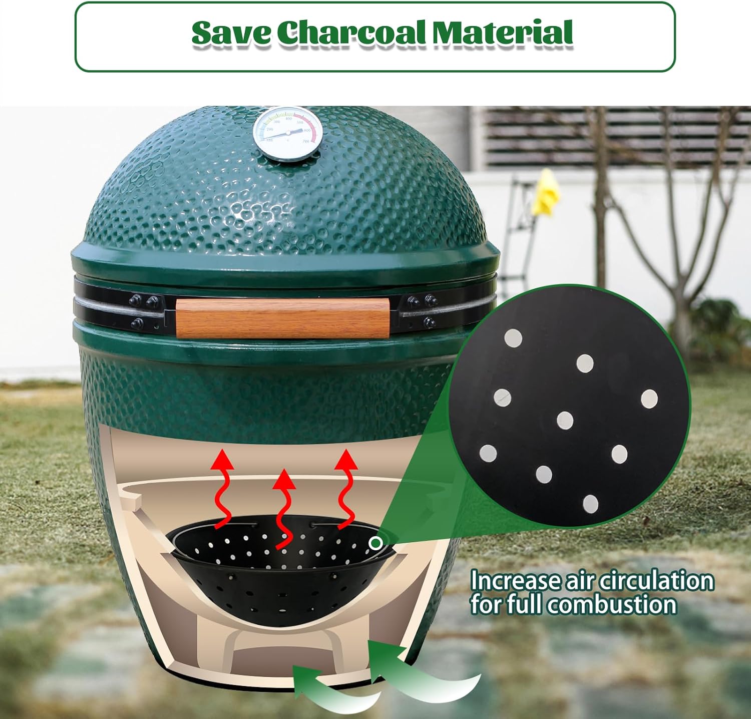 KAMaster Carbon Steel Charcoal Basket Fire Bowl Compatible with Large Big Green Egg,Ash Basket Kamado Grill Accessories Fire Box Bowls Ash Basket,Kamado Grill Joe Classic and Other Similar Grills