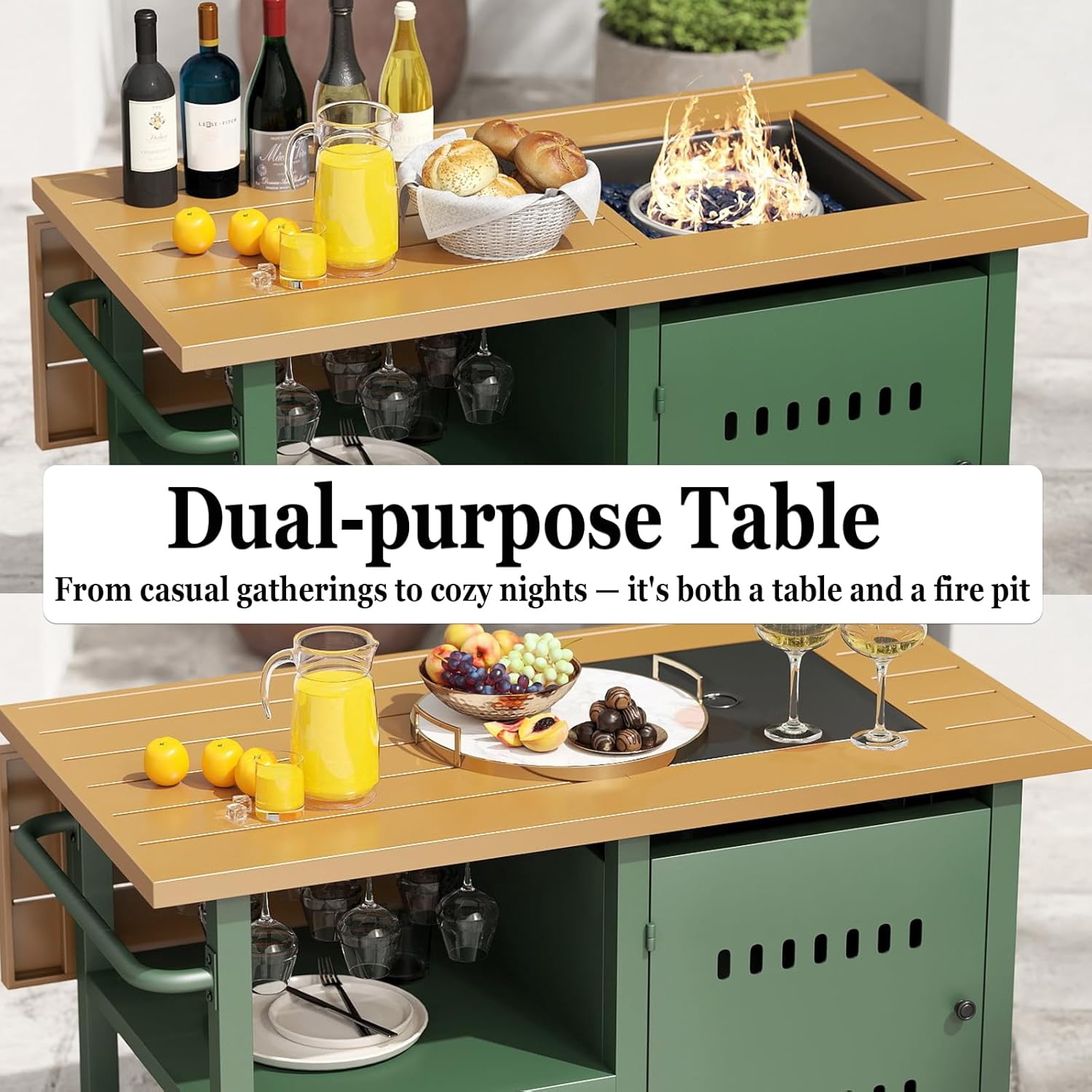 Gas Fire Pits for Outside Patio, Rectangular Fire Pit Tables, Firepit Table Propane, 44