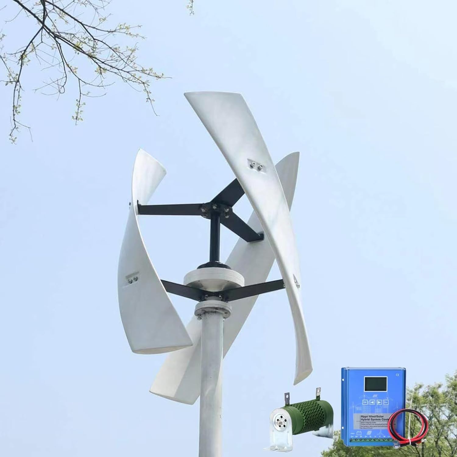 3000W Vertical Axis Wind Turbine Generator 12V 24V 48V Wind Turbine Generator Kit Free Energy Windmill Home Wind Turbine Maglev Breeze Start (Color : White, Size : 12V)