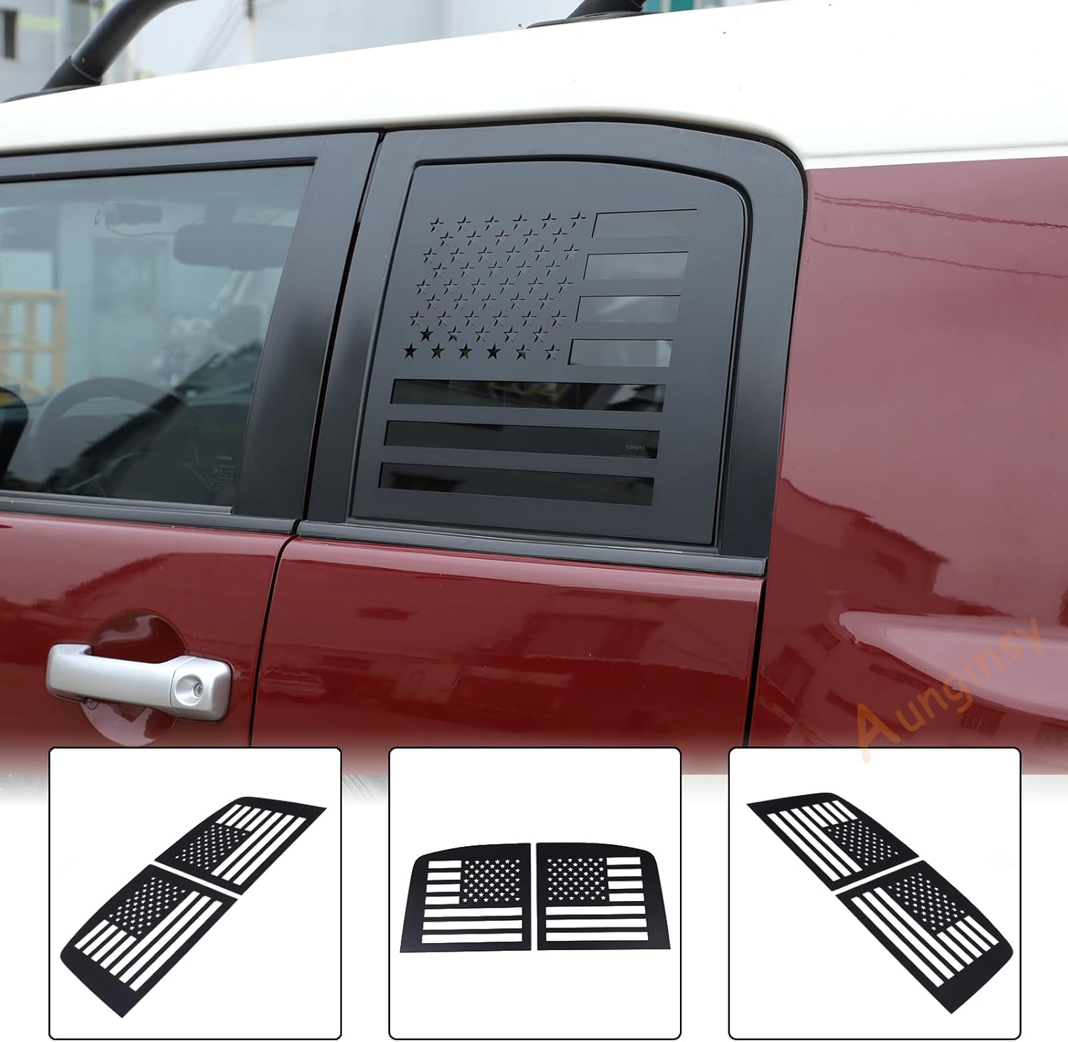 Rear Side Window American Flag Trim Cover Fit Toyot@a FJ Cruiser 2007-2021 2Pcs Rear Side Window Honeycomb Shades Cover Panel Car Rear Window Glass Protective Cover Honeycomb Shades Cover Accessories