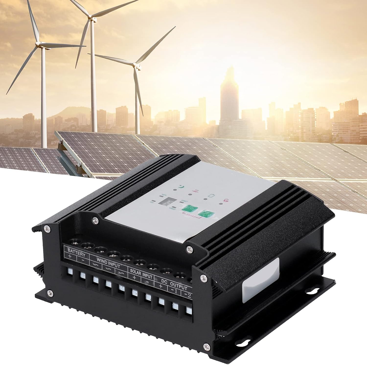 600W Wind 300W Solar Energy Hybrid Controller, DC24V Intelligent LED Display, Aluminum Alloy Material, High Charging Efficiency for Wind Solar Power Generation System