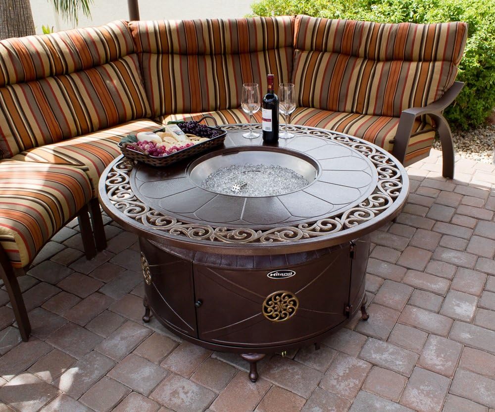 Hiland 48'' Cast Aluminum Propane Fire Pit Table, 42K BTU's, Round