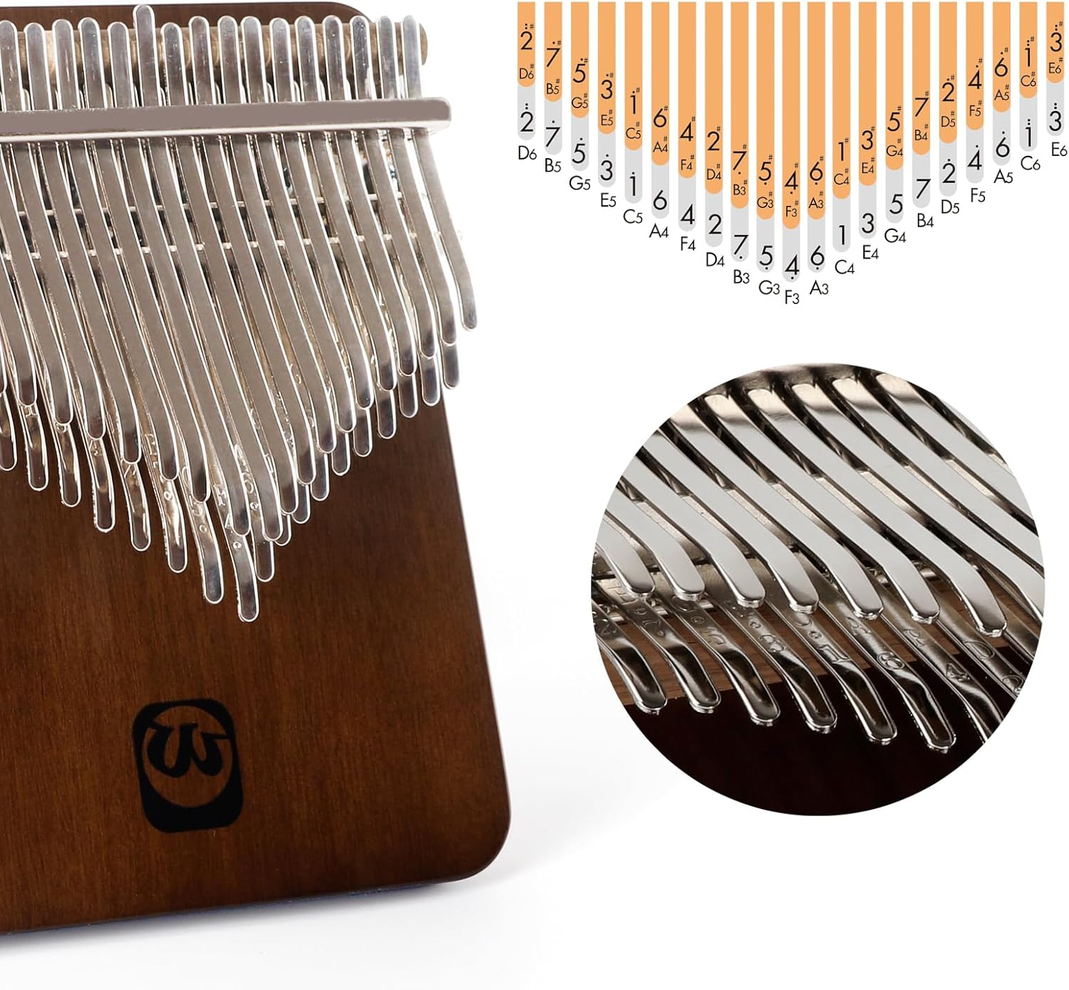 Kalimba Thumb Piano 42 Keys, Flat-board Finger Piano Walnut Wood Marimba Music Gifts with Song Book and Tune Hammer WALTERT