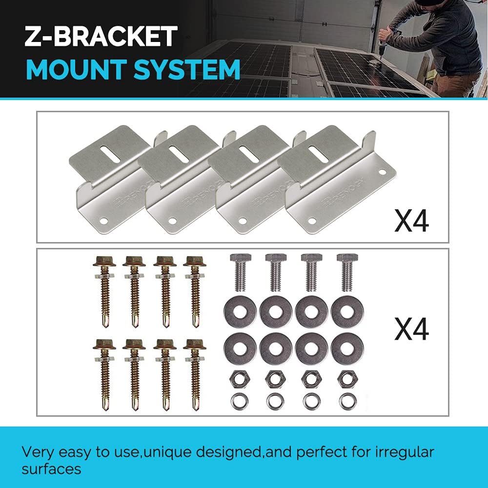 Renogy 400 Watts 12 Volts Monocrystalline Solar RV Kit Off-Grid Kit with Adventurer 30A PWM LCD Charge Controller+ Mounting Brackets+ Male and Female Connectors+Solar Cables+Cable Entry housing