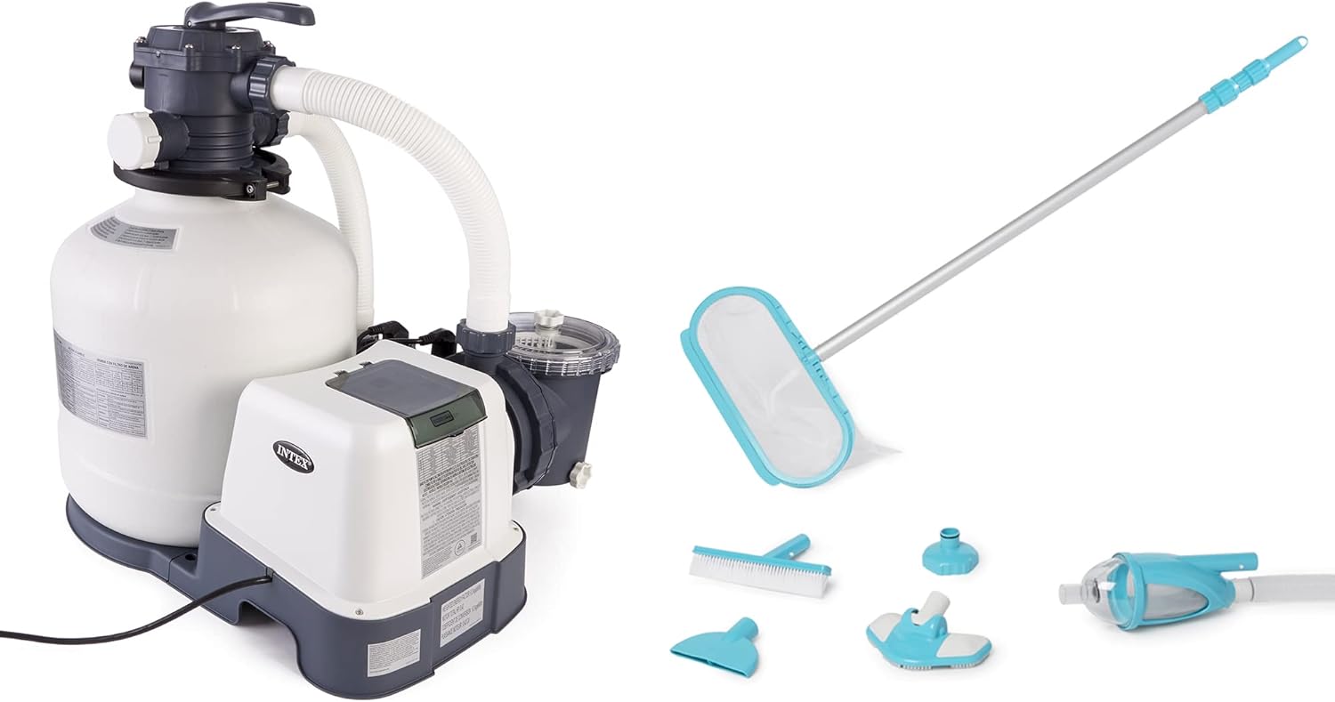 INTEX SX3000 Krystal Clear Sand Filter Pump for Above Ground Pools: 3000 GPH Pump Flow Rate – Easy Installation – Deluxe Pool Maintenance Kit Included