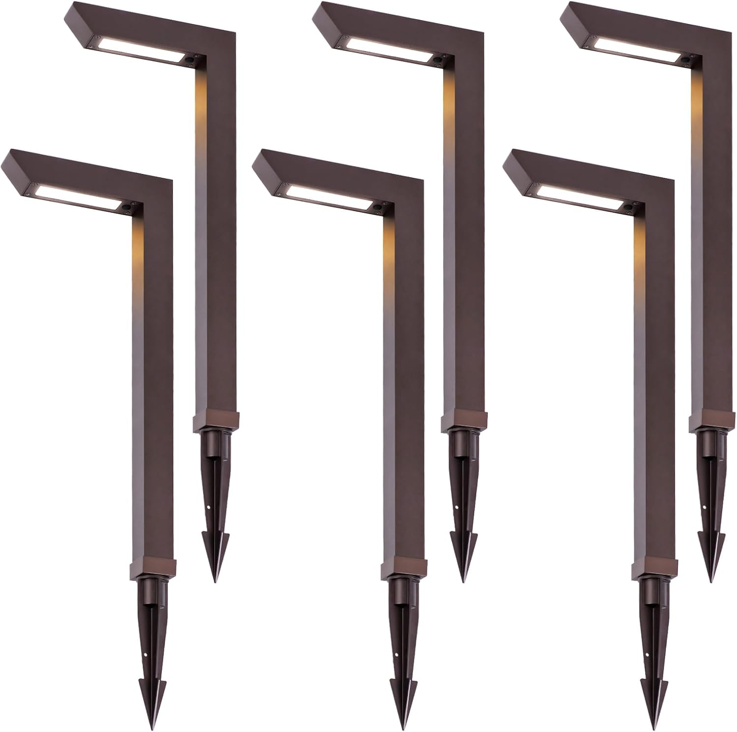 Energetic 3CCT Low Voltage Landscape Lights, 5W 200LM IP65 Waterproof LED Pathway Lights, 50000 Hrs, Outdoor Landscape Lighting, Square Modern Side Lit, Die-cast Aluminum Housing, ETL Listed, 6 Pack