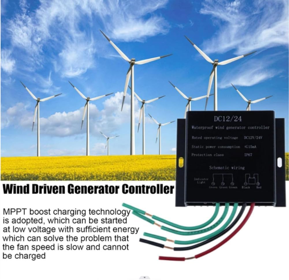 MPPT Wind Turbine Charge Controller,12V-220V Auto Match, 4000W Mini Wind Generator Controller with IP67 Waterproof Suitable for All Wind Turbine System