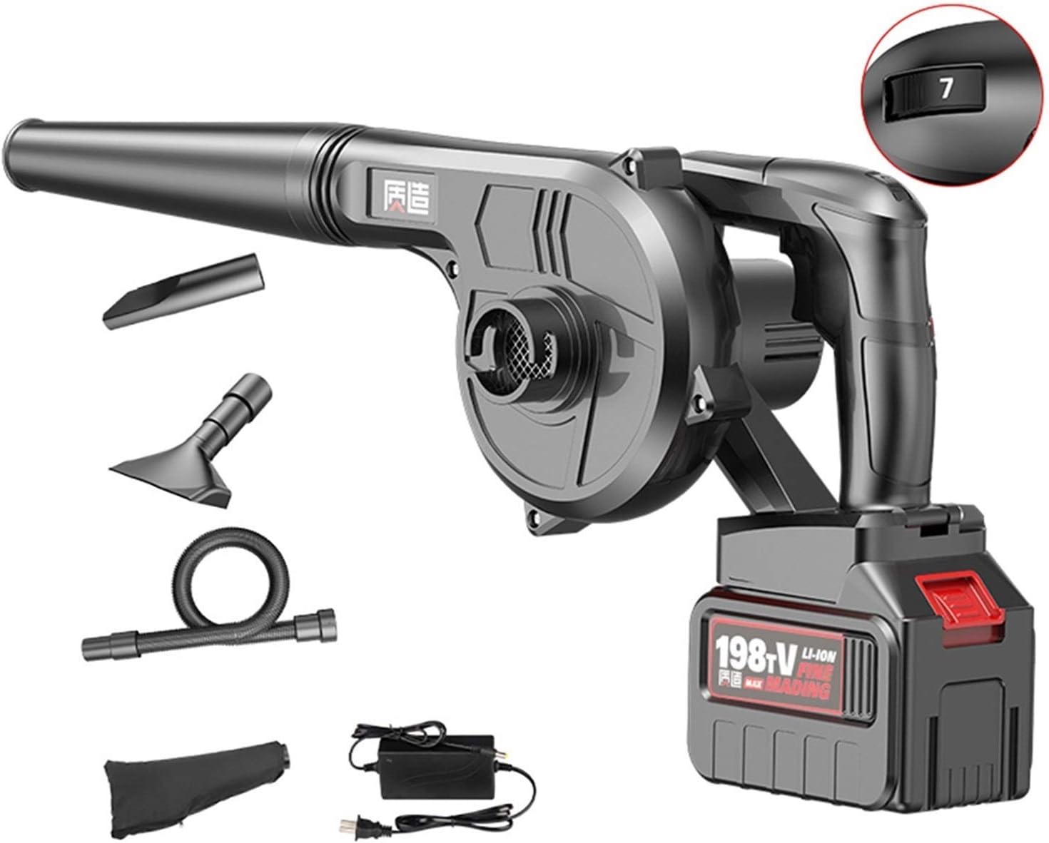 Convenient 2-in-1 Cordless Leaf Blower, 7-Speed Speed Regulation Garden Blower and Vacuum Cleaner, Lightweight (Size : Battery1-41800H)