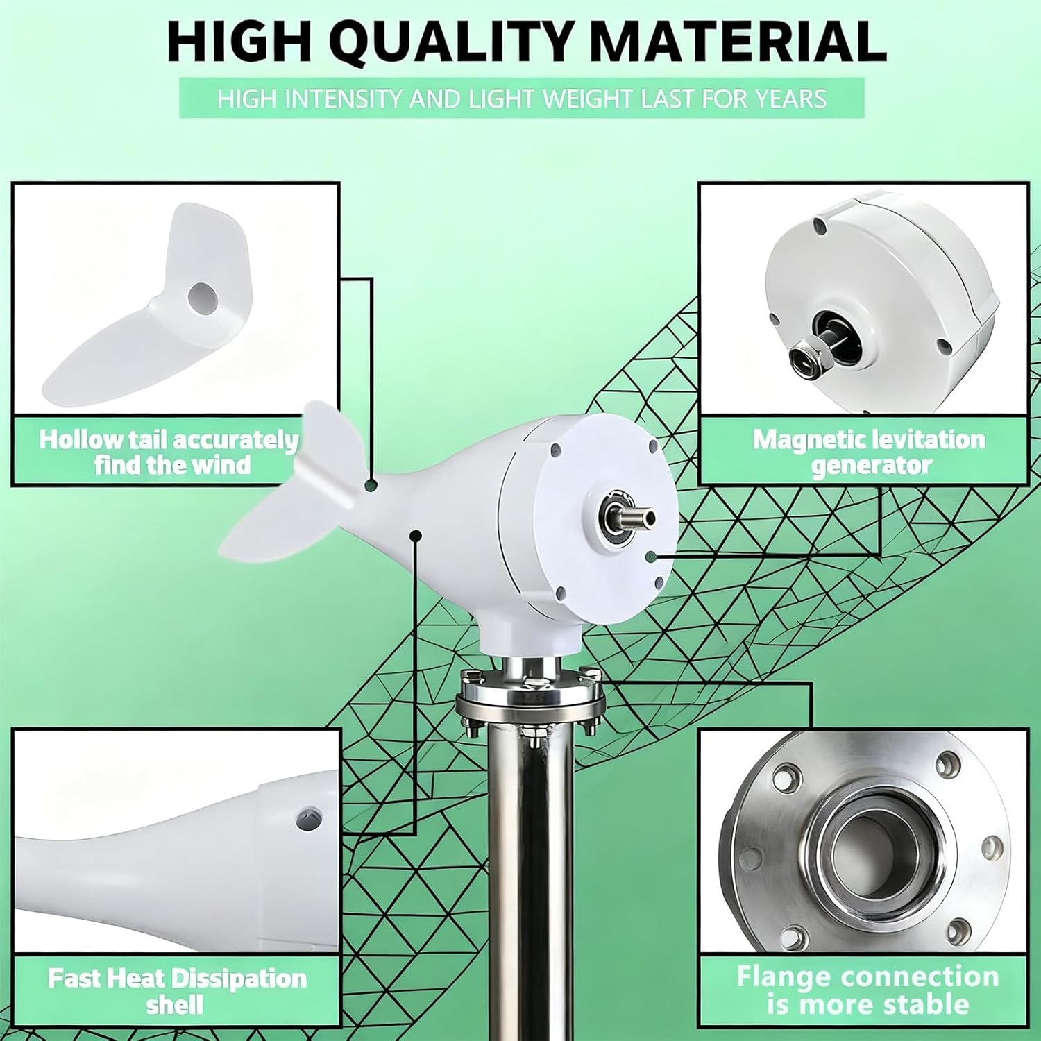 400W Wind Turbine, 110V/220V with MPPT Charge Controller Windmill RV Yacht Farm Small Wind Generator Home Use System 24V