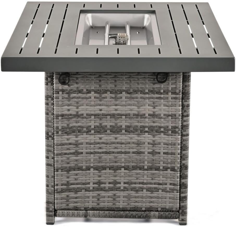 Furniture of America Wies Aluminum Wind Guard Outdoor Fire Pit Table in Gray