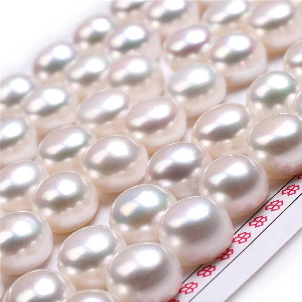 10mm 27 Pairs AAA Grade Grey Half Drilled Freshwater Cultured Pearls Beads for Earrings Stud Jewelry Making (White)