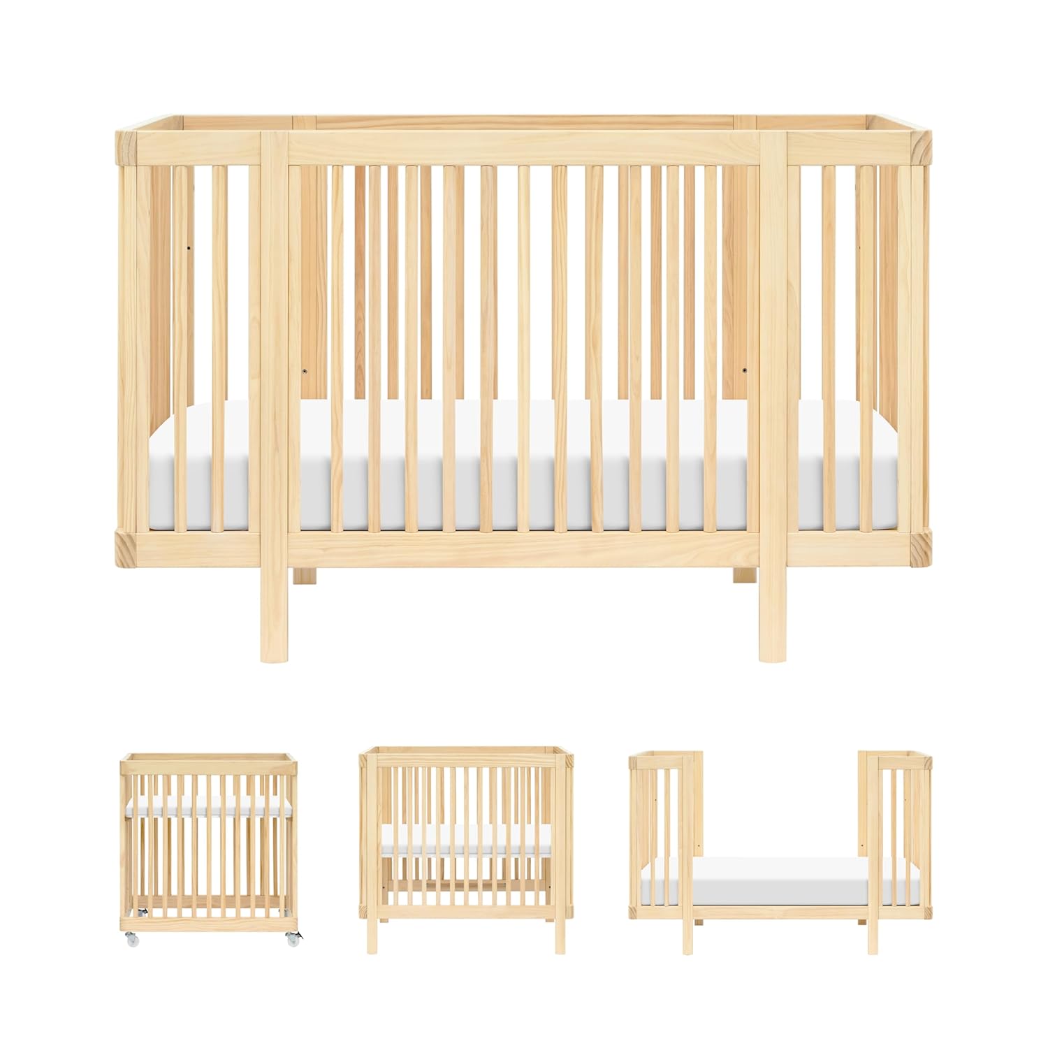 Babyletto Pogo 8-in-1 All-Stages® Convertible Crib - Conversion Kits for Bassinet, Midi Baby & Full-Size Crib to Toddler Bed, Daybed, and Baby Bed - GREENGUARD Gold Certified - Portable & Adjustable
