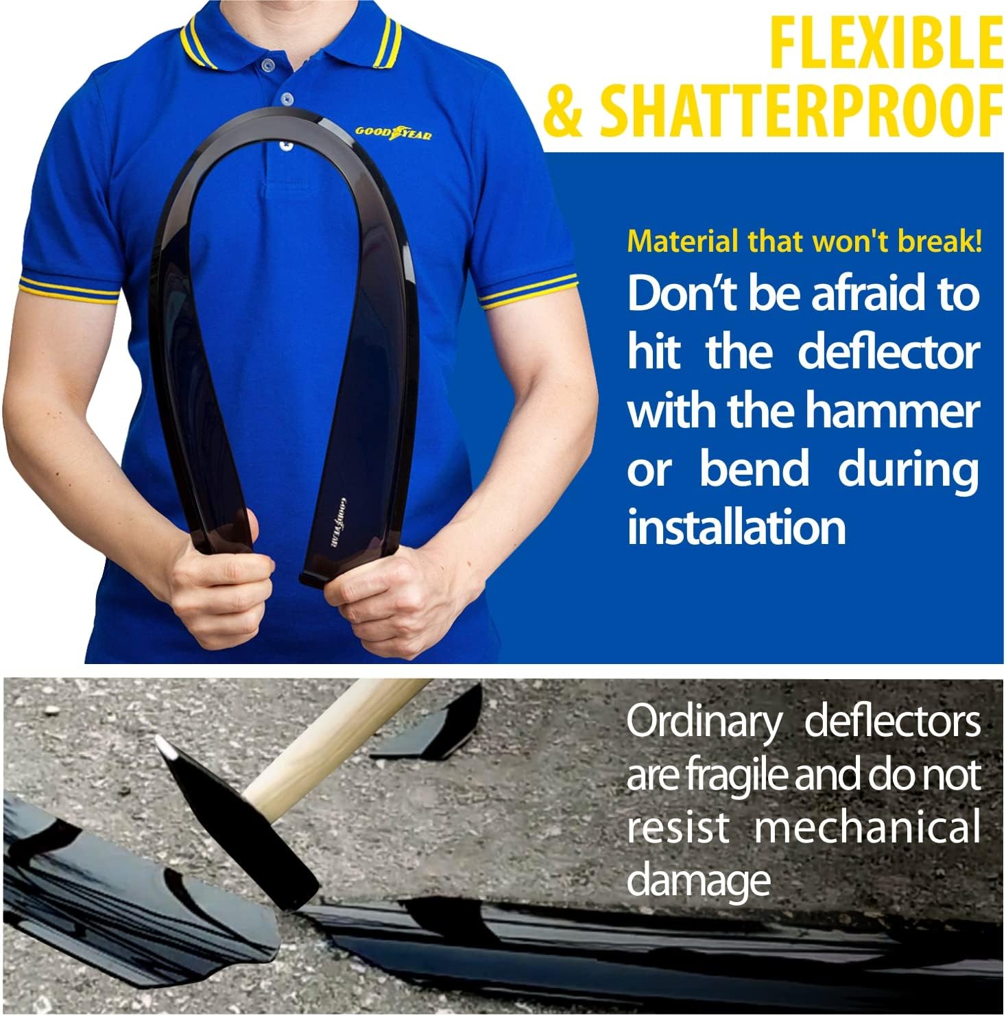 Goodyear Shatterproof in-Channel Window Deflectors for GMC Acadia 2017-2023, Rain Guards, Window Visors for Cars, Vent Deflector, Car Accessories, 4 pcs - GY007970