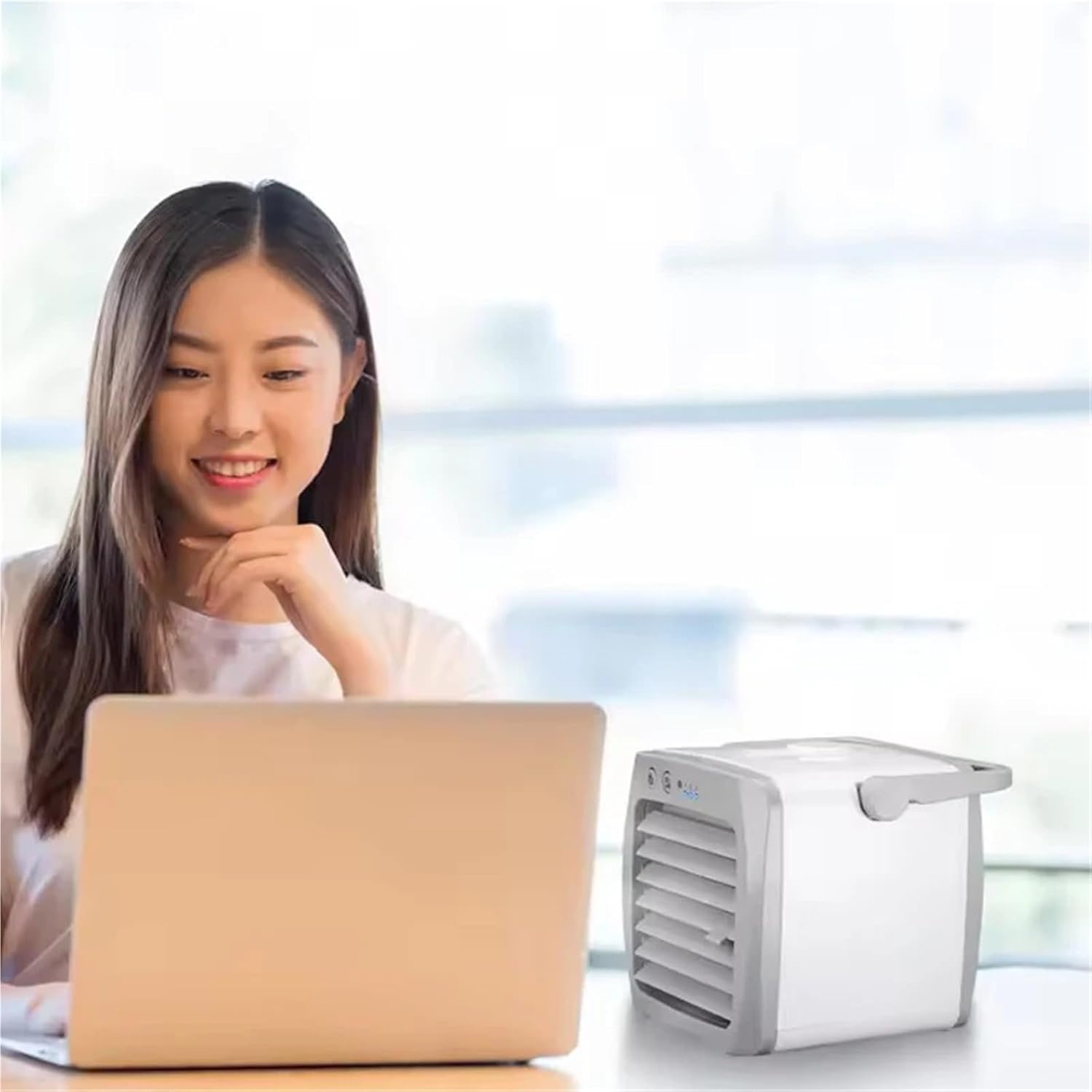 Portable Air Conditioner, Mini Portable Air Conditioner Air Cooler Humidifier 3 Speed Quiet Desk Fan,Desktop Fan for Home Outdoors