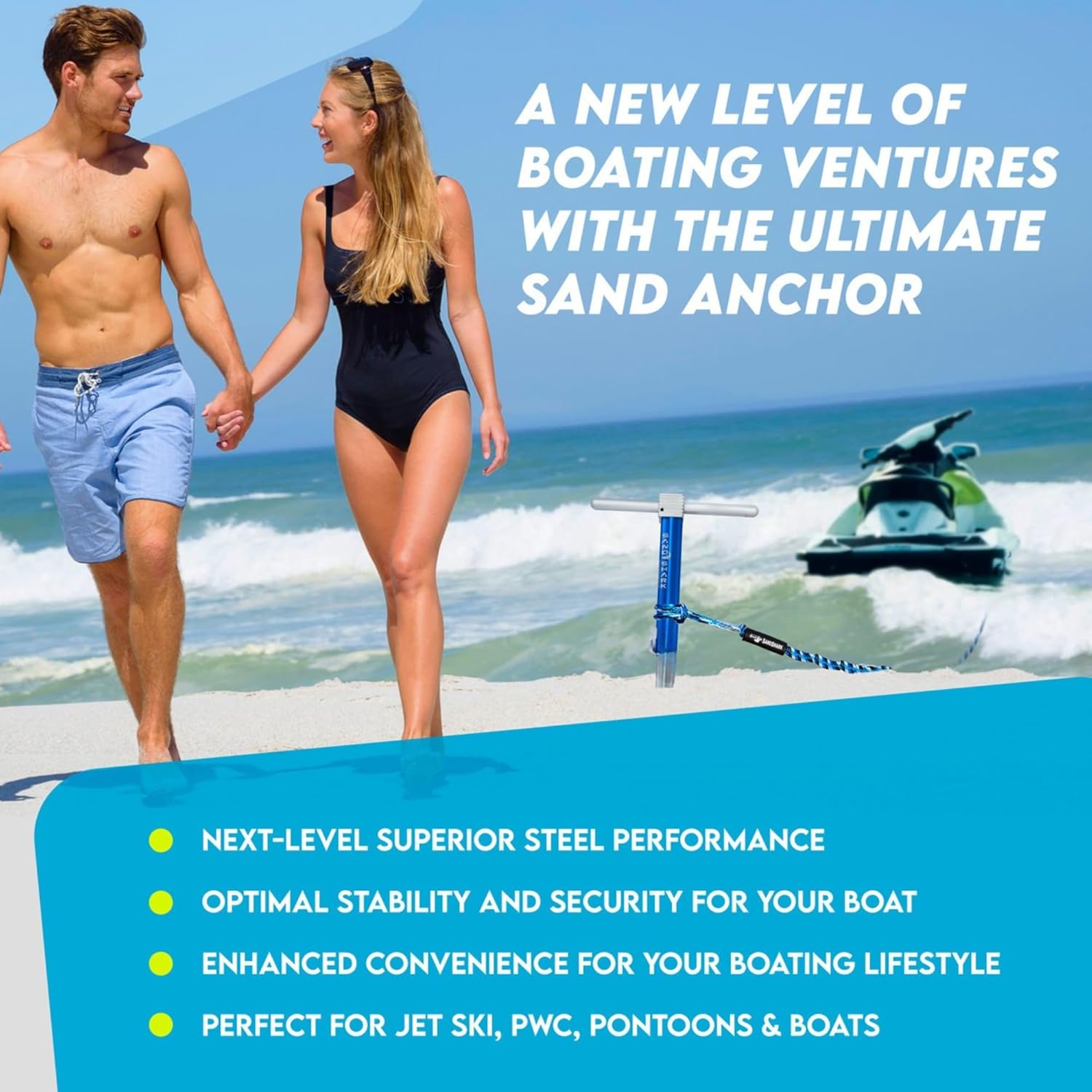 SandShark Anchor - Premium Screw in Boat Anchor, Pontoon Boat Anchor, Stainless Steel Shallow Water Anchor Pole, Sand Anchor w/Case - Essential Pontoon Boat Accessories