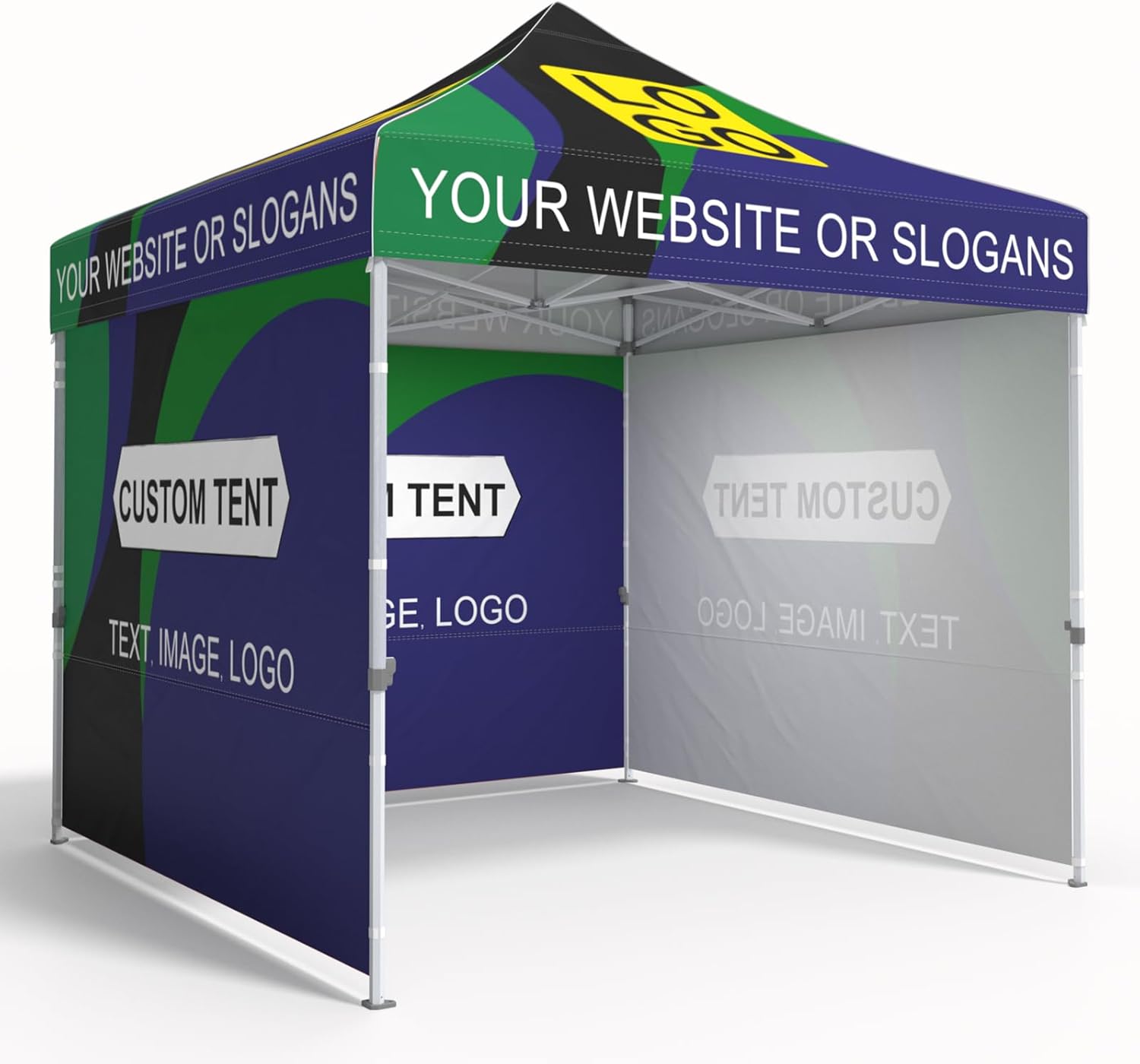 EAGLE PEAK Custom Printed Heavy-duty Canopy Tent with 3 Wall Panels with Your Logo and Design 10x10 ft, Personalized Advertising Pop Up Canopy for Tradeshow, Business Events, Markets and Sport Events