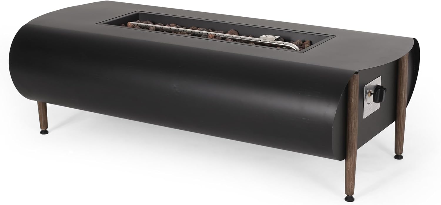 Merax Vernon Rectangle Fire Pit - 50,000BTU,Dark Gray