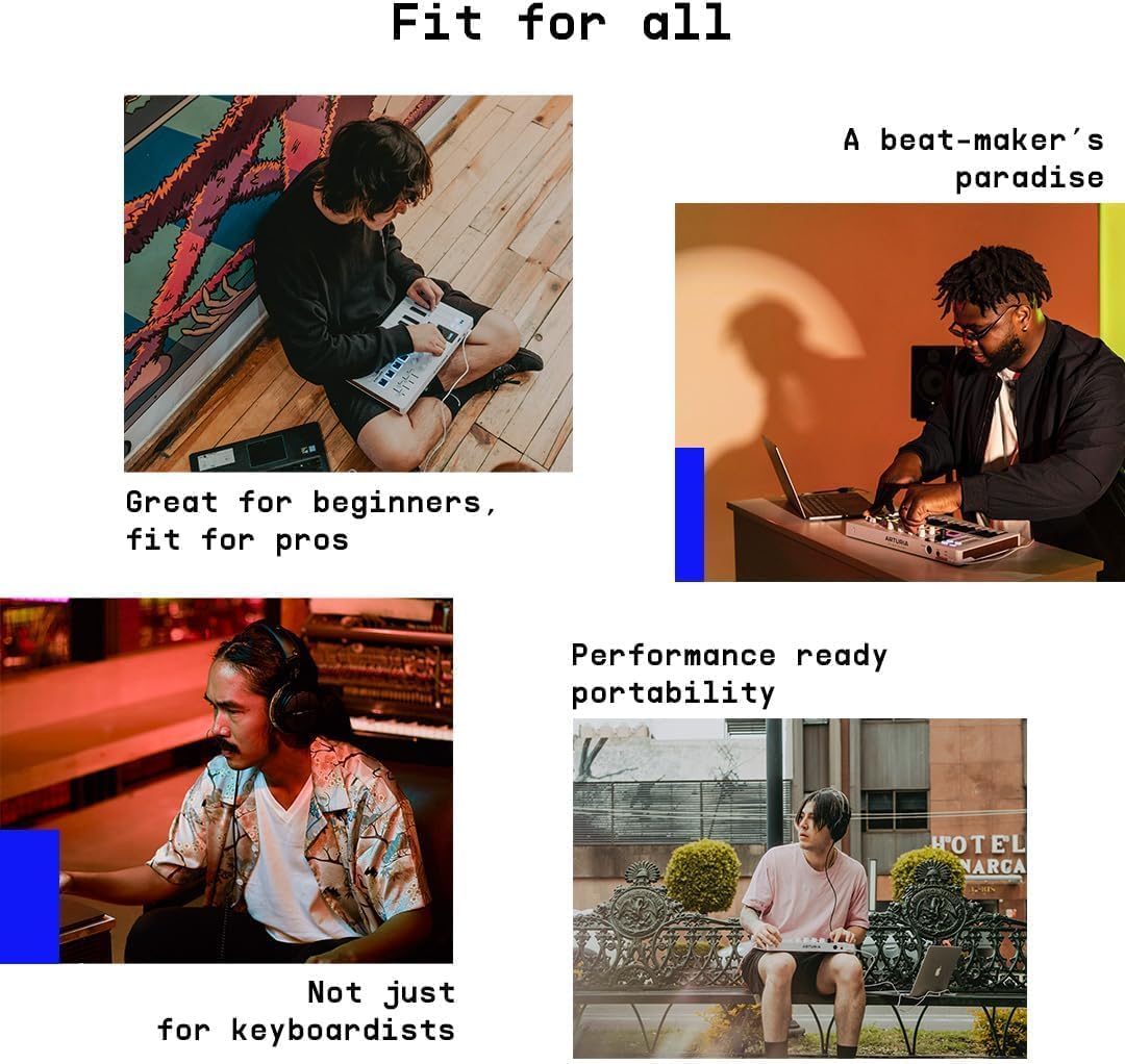 Arturia MiniLab 3 Compact MIDI Keyboard and Pad Controller with On-Stage Stands LPT5000 Laptop Stand