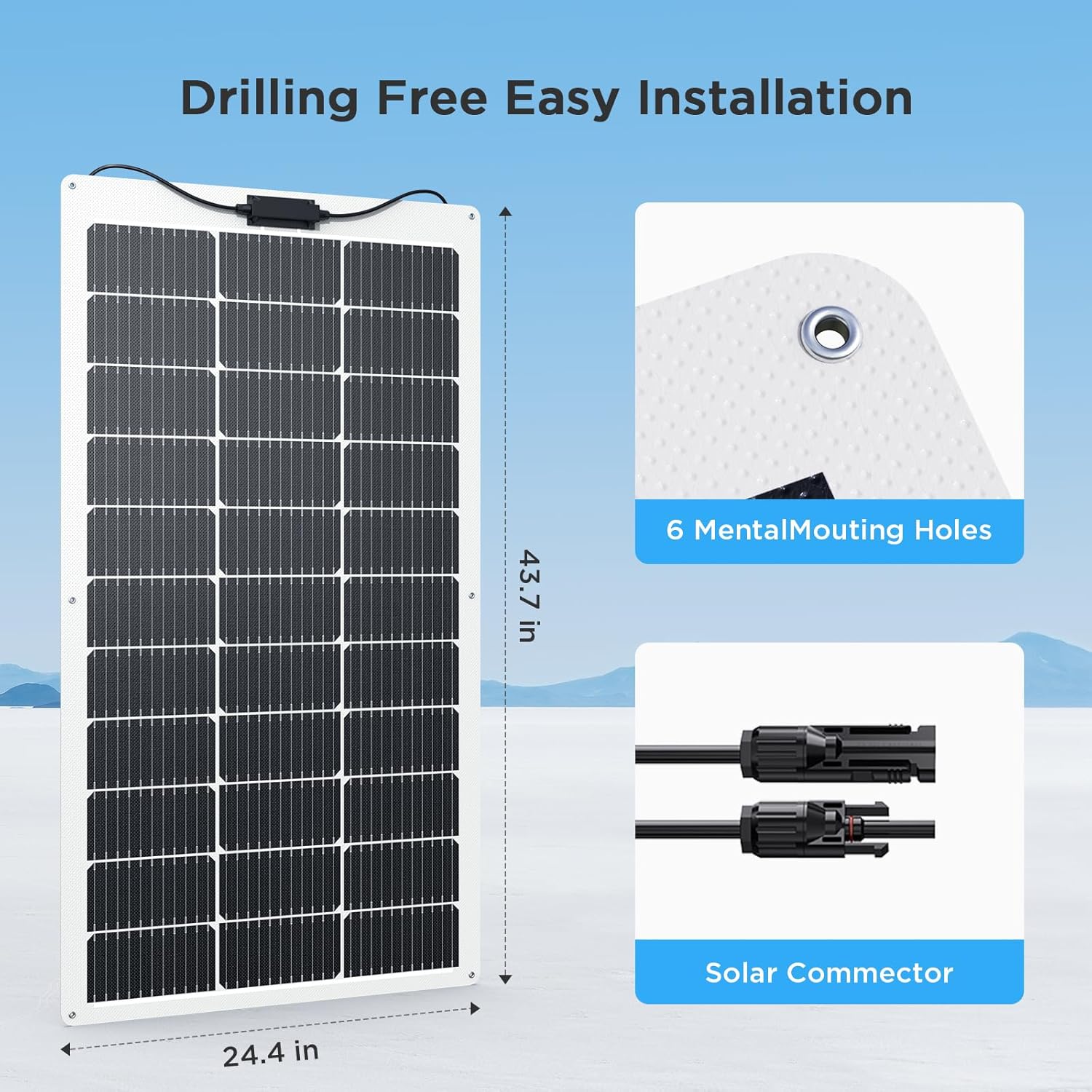 400 Watt Solar Panel, 4PCS 100W Flexible Solar Panel 23% High-Efficiency Ultra Lightweight,11BB IP68 Watercolor Solar Panels for Homes Offgrid RV Campervans Boat