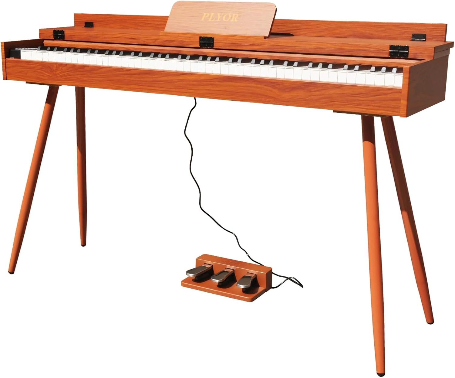 88 Key Digital Piano Keyboard with Stand & 3 Pedals, Full Weighted Keyboard Electric Piano for Beginners, Hammer-Action Home Digital Piano with Desk Mode, Headphone Jack, USB-MIDI, Brown