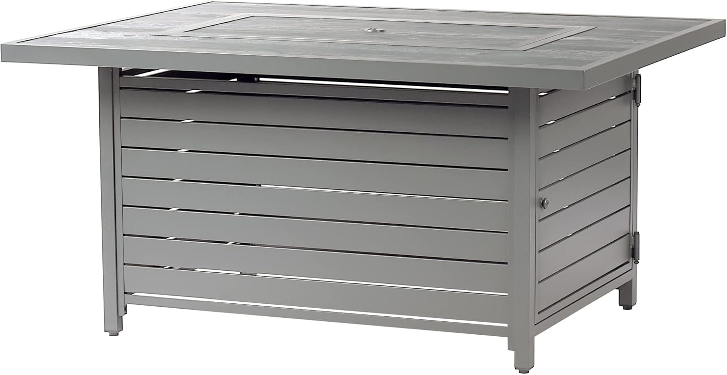 Oakland Living Rectangular 48 in. x 36 in. Aluminum Propane Fire Pit Table, Glass Beads, Two Covers, Lid, 57,000 BTUs in Grey Finish
