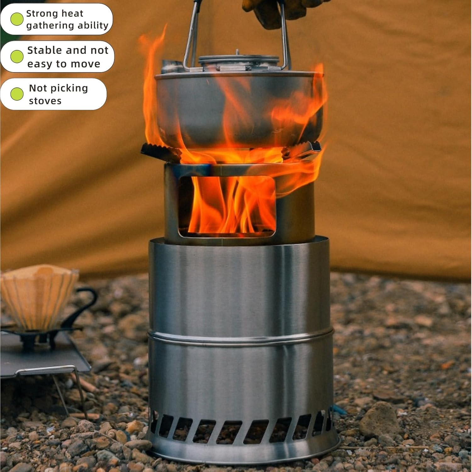 Smokeless Fire Pit 12.2in Stainless Steelsolo Stove Fire Pits for Outside Wood Burning Convenient Table Top Firepit It is Used for Backyard Courtyard Camping Picnics Gatherings and Heating